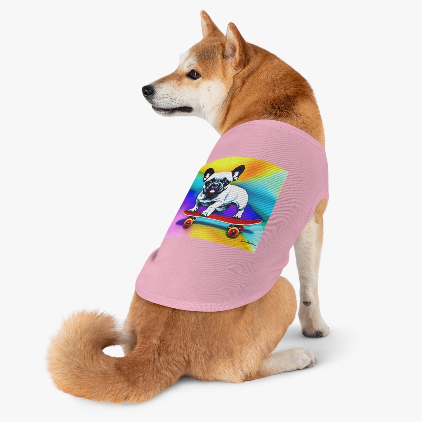 Frenchie on a Skateboard #3 Pet Tank Top