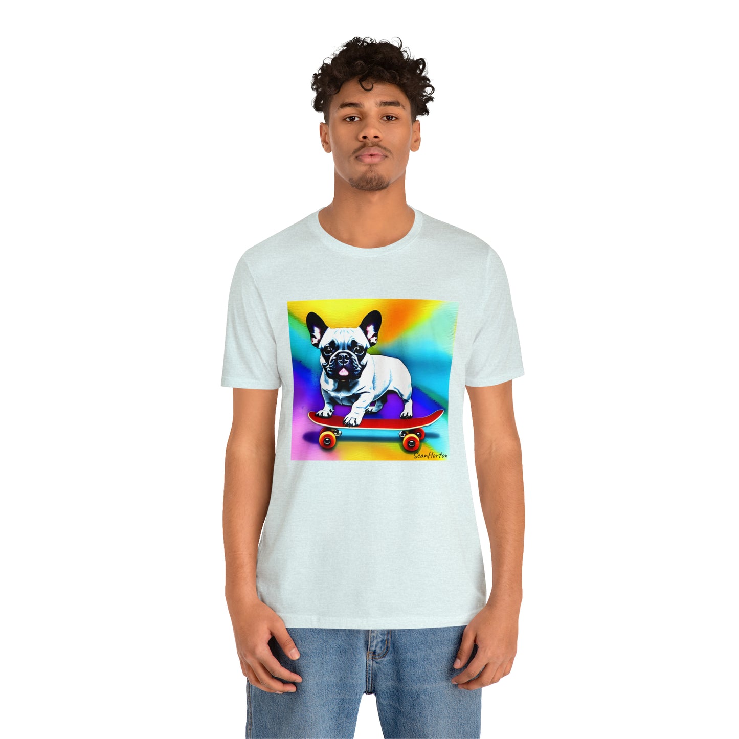 Frenchie on a Skateboard #3 Unisex Jersey Short Sleeve Tee