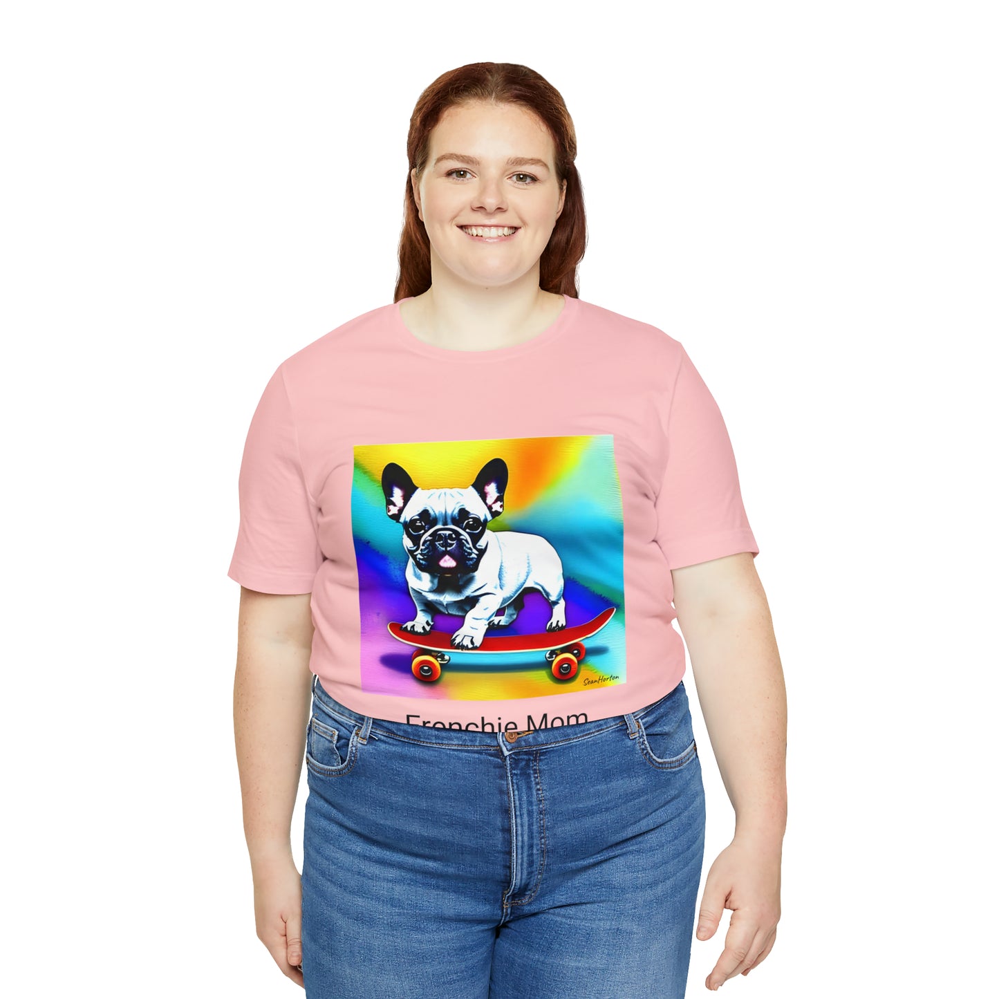 Frenchie on a Skateboard #3/Frenchie Mom Unisex Jersey Short Sleeve Tee