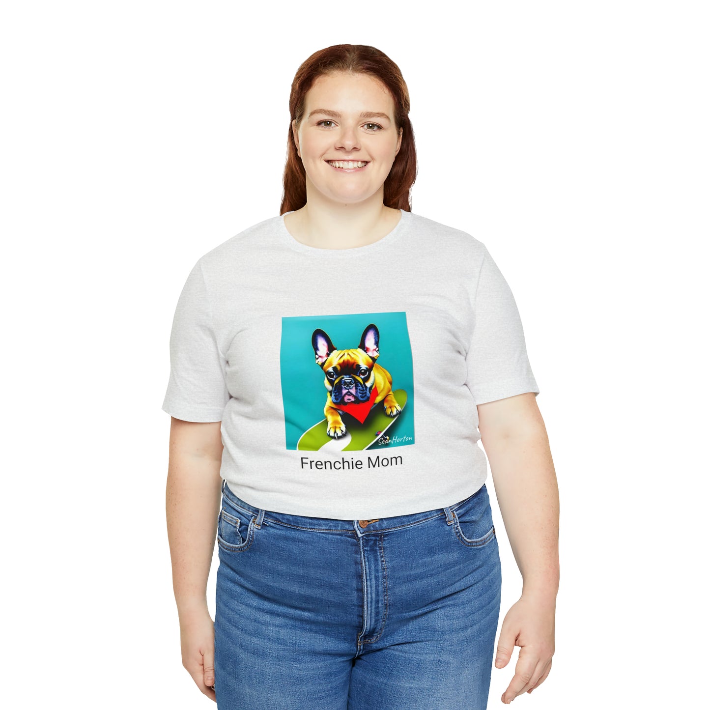 Frenchie on a Skateboard #2/Frenchie Mom Unisex Jersey Short Sleeve Tee