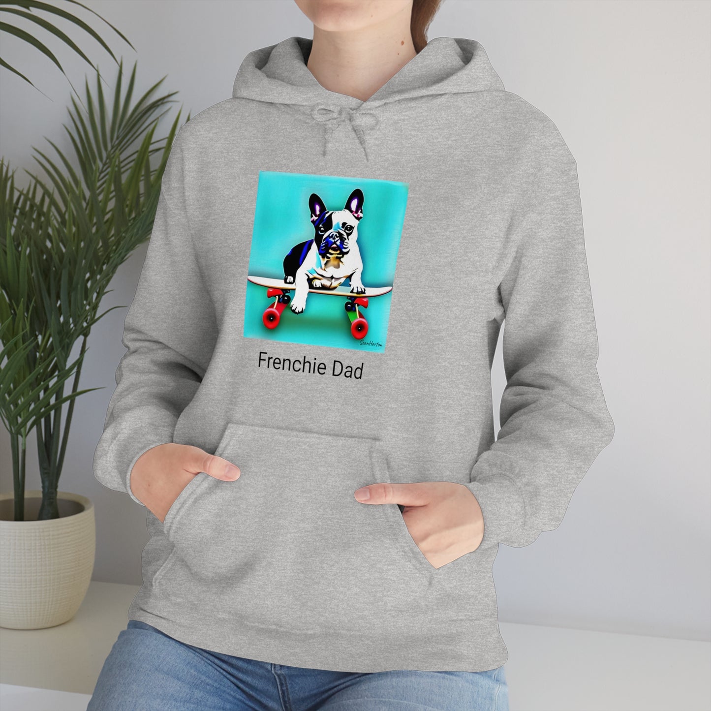 Frenchie on a Skateboard/Frenchie Dad Unisex Heavy Blend™ Hooded Sweatshirt