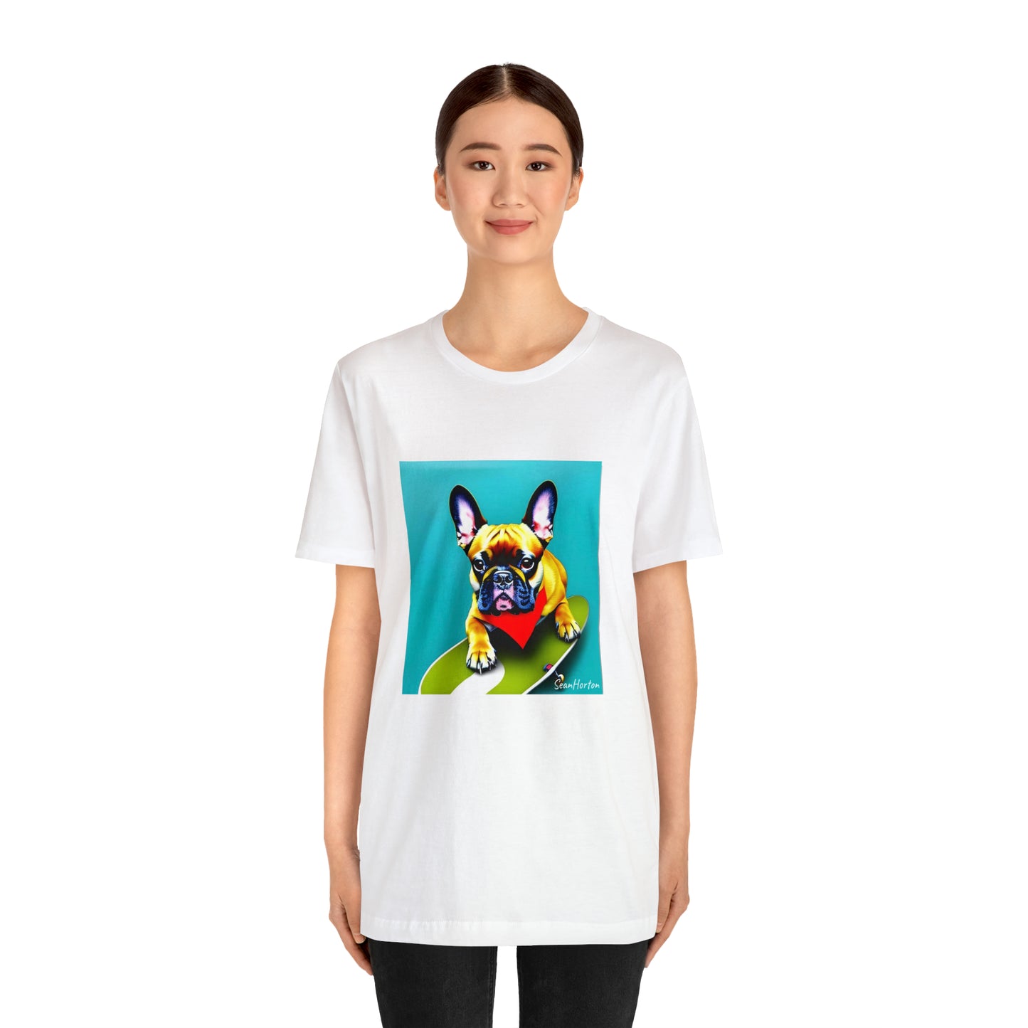 Frenchie on a Skateboard #2 Unisex Jersey Short Sleeve Tee