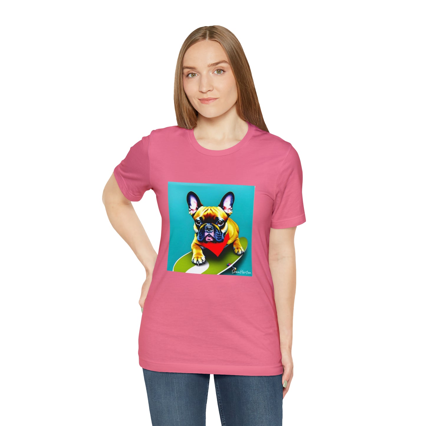 Frenchie on a Skateboard #2 Unisex Jersey Short Sleeve Tee