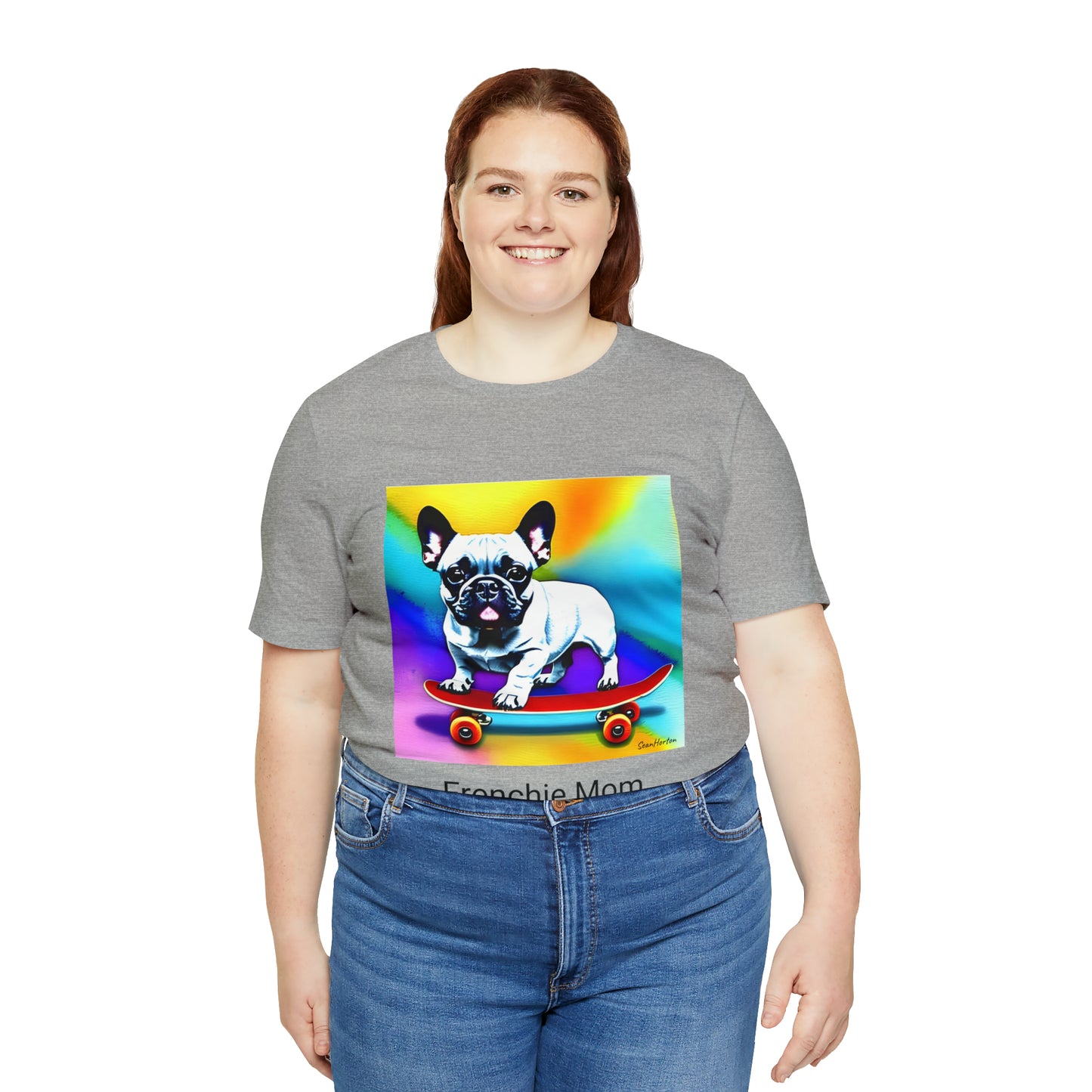 Frenchie on a Skateboard #3/Frenchie Mom Unisex Jersey Short Sleeve Tee