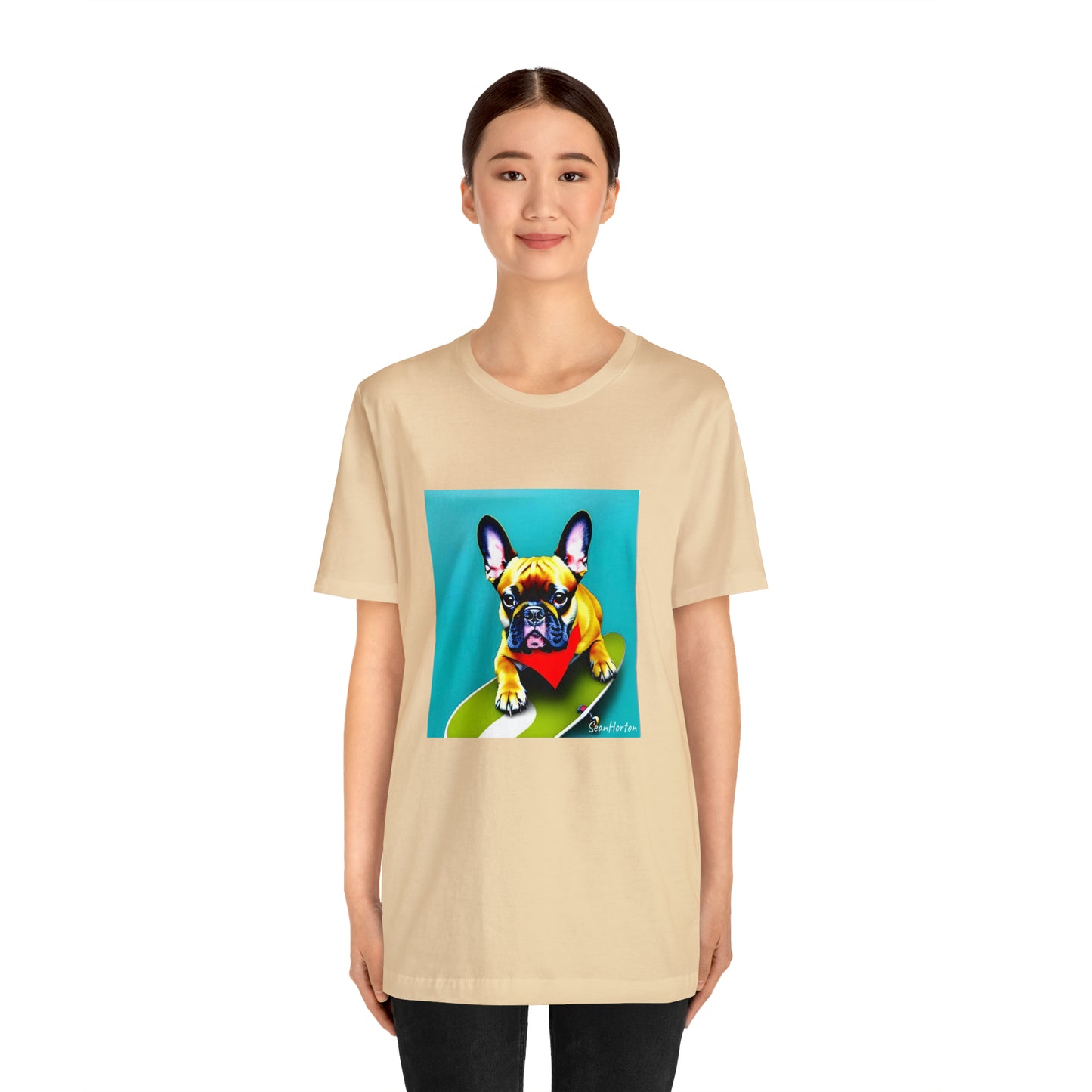 Frenchie on a Skateboard #2 Unisex Jersey Short Sleeve Tee