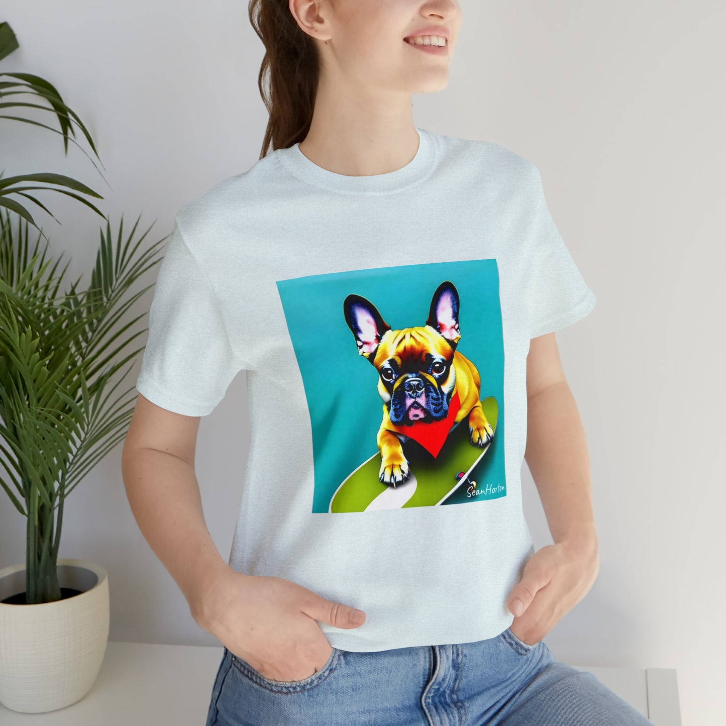 Frenchie on a Skateboard #2 Unisex Jersey Short Sleeve Tee