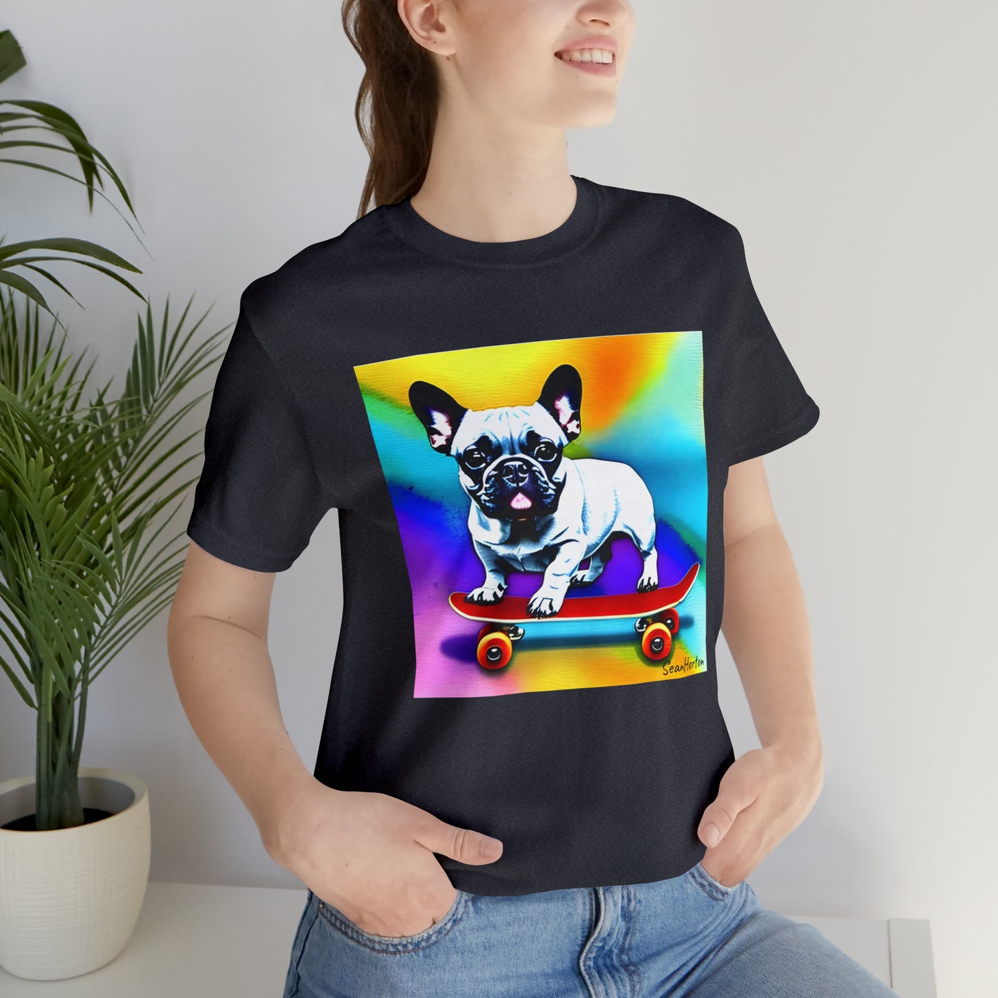 Frenchie on a Skateboard #3 Unisex Jersey Short Sleeve Tee