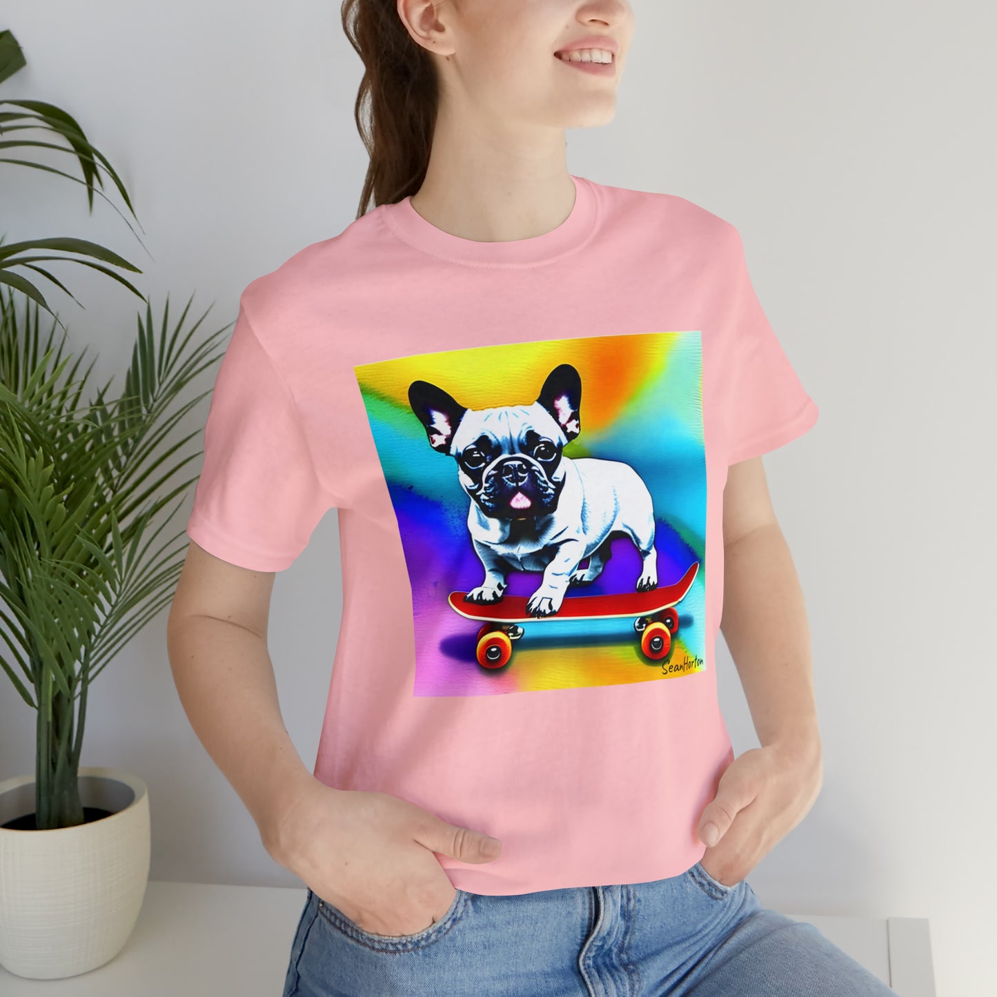 Frenchie on a Skateboard #3 Unisex Jersey Short Sleeve Tee