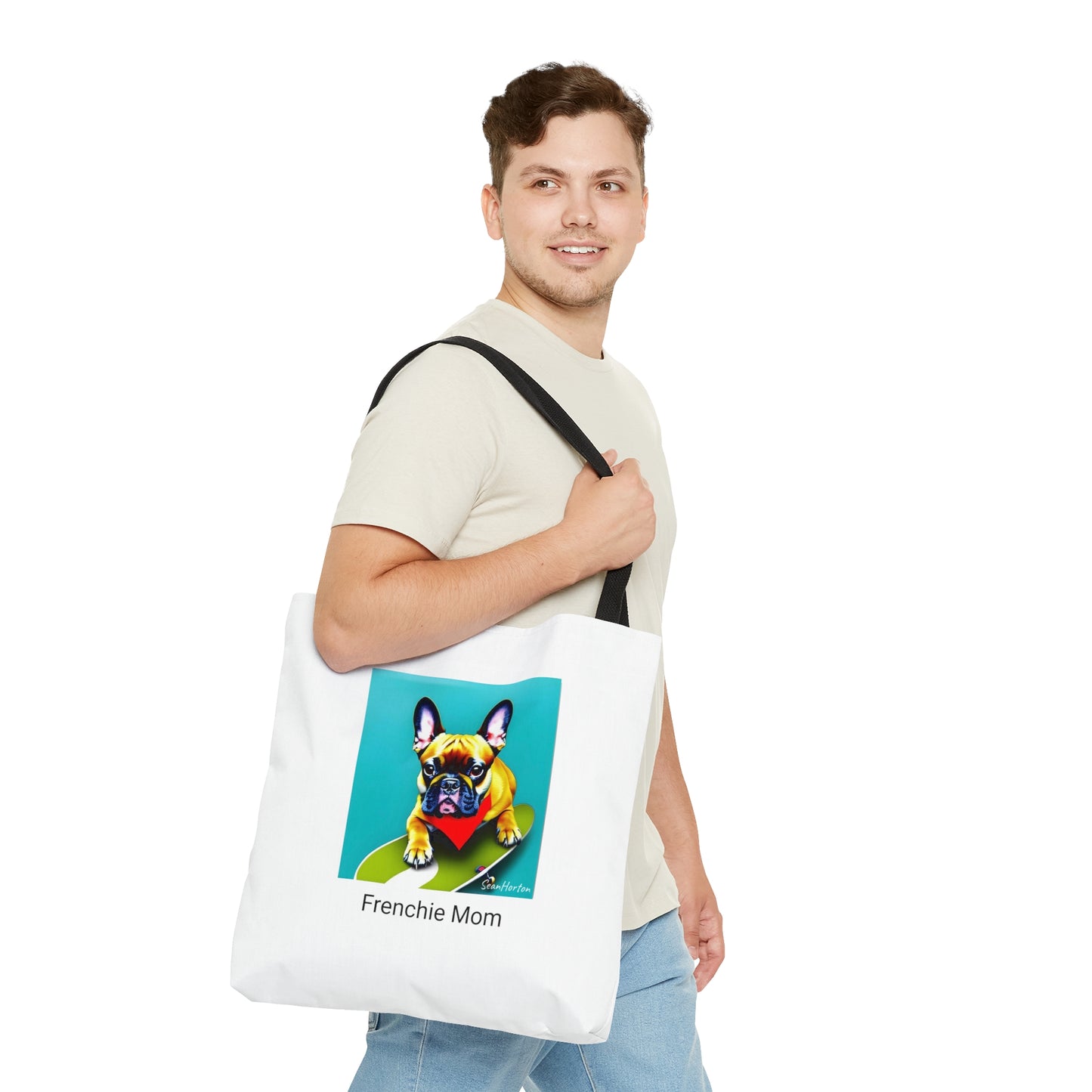 Frenchie on a Skateboard #2/Frenchie Mom Tote Bag (AOP)