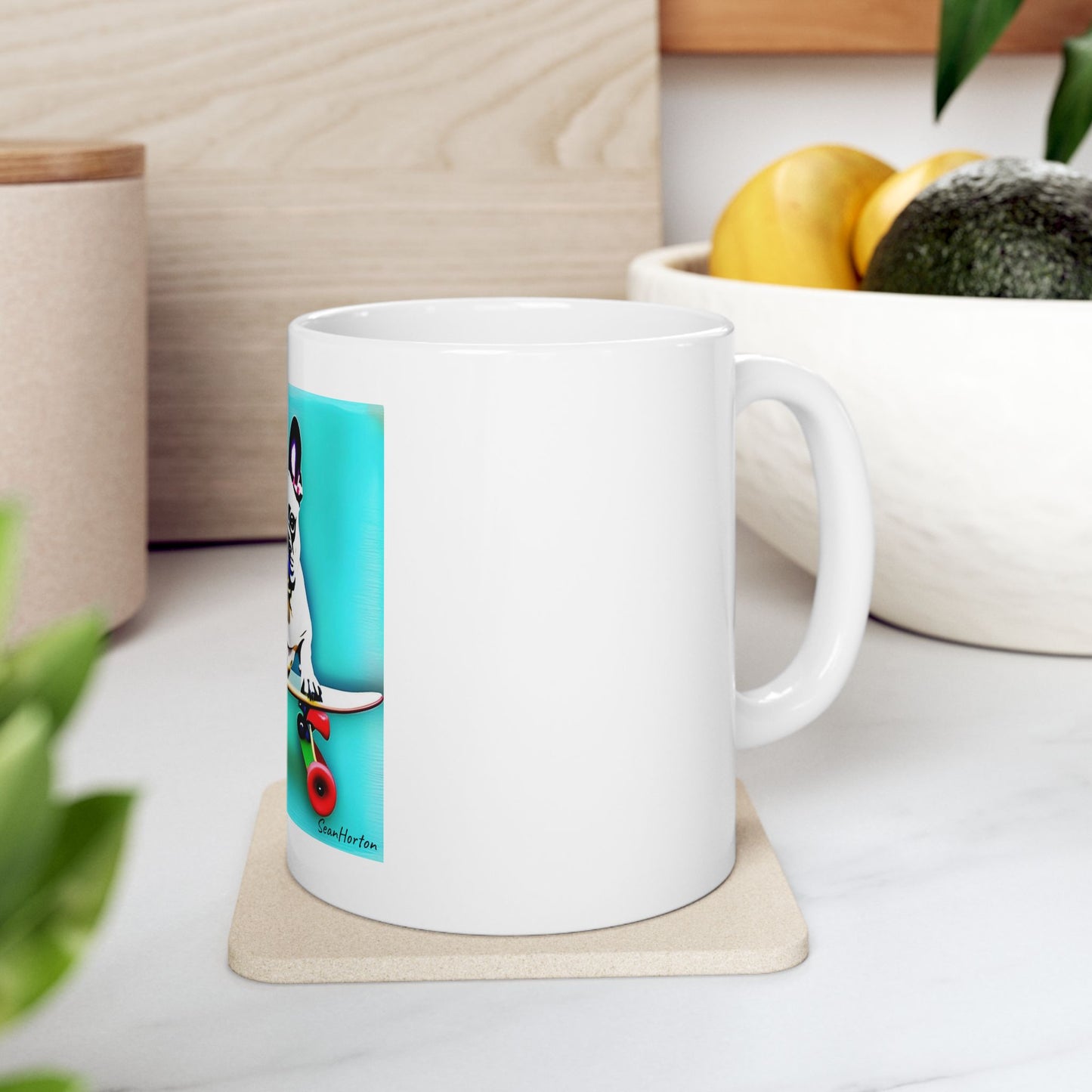 Frenchie on a Skateboard Ceramic Mug 11oz