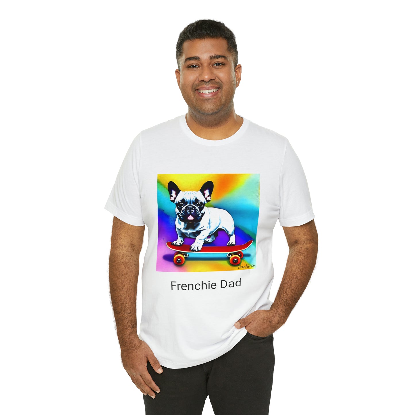 Frenchie on a Skateboard #3 Unisex Jersey Short Sleeve Tee