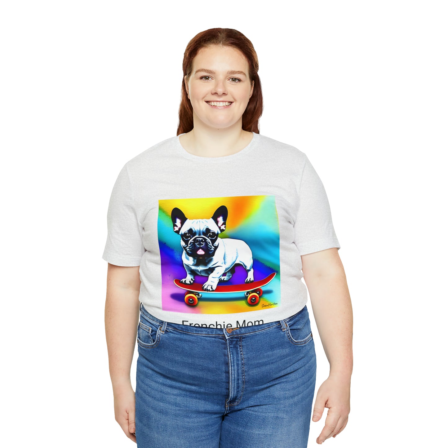 Frenchie on a Skateboard #3/Frenchie Mom Unisex Jersey Short Sleeve Tee