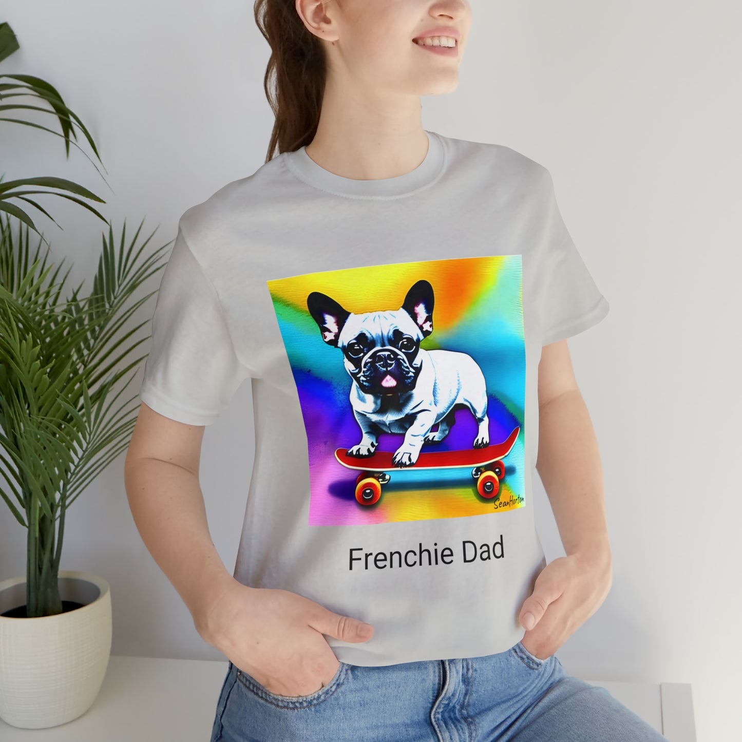Frenchie on a Skateboard #3 Unisex Jersey Short Sleeve Tee