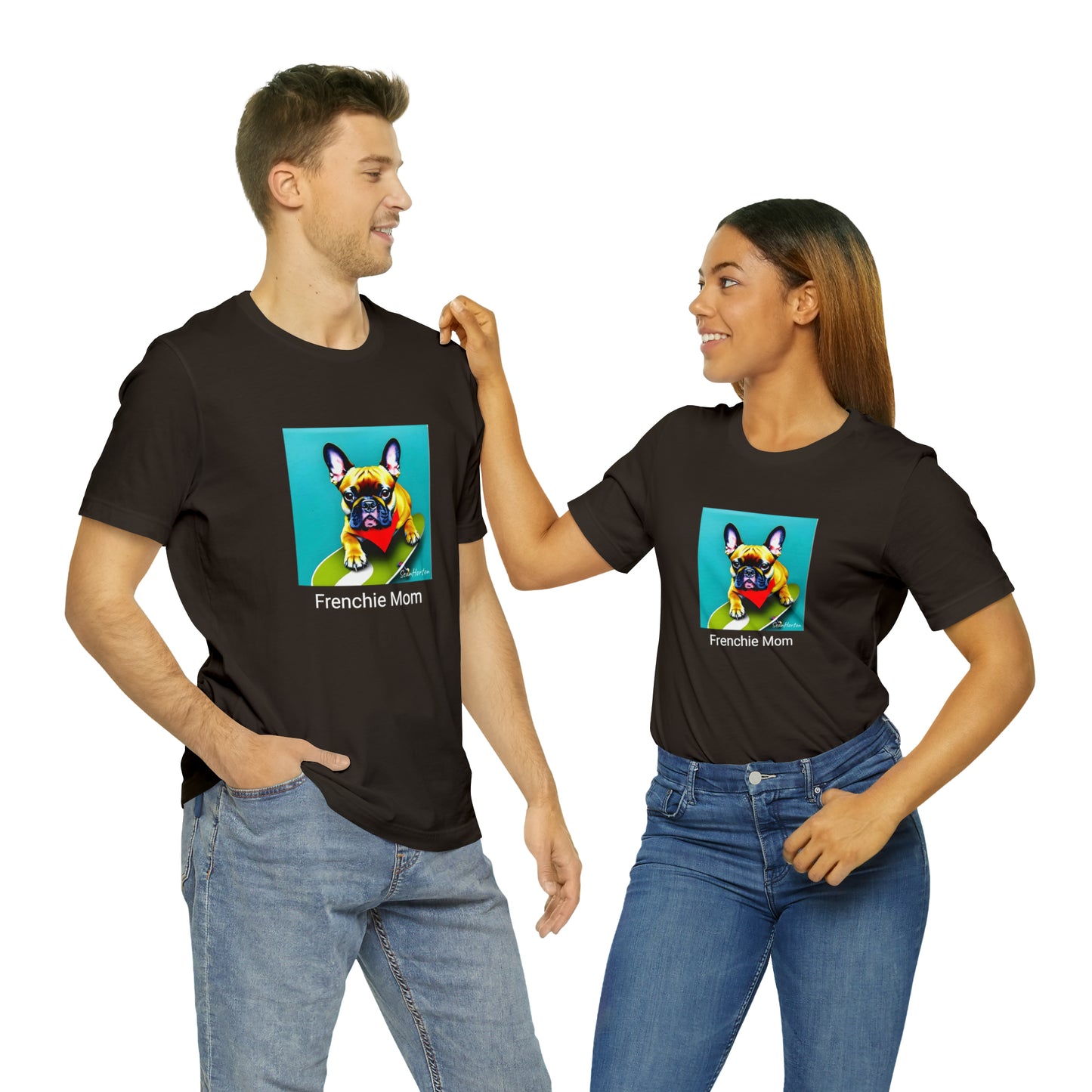 Frenchie on a Skateboard #2/Frenchie Mom Unisex Jersey Short Sleeve Tee