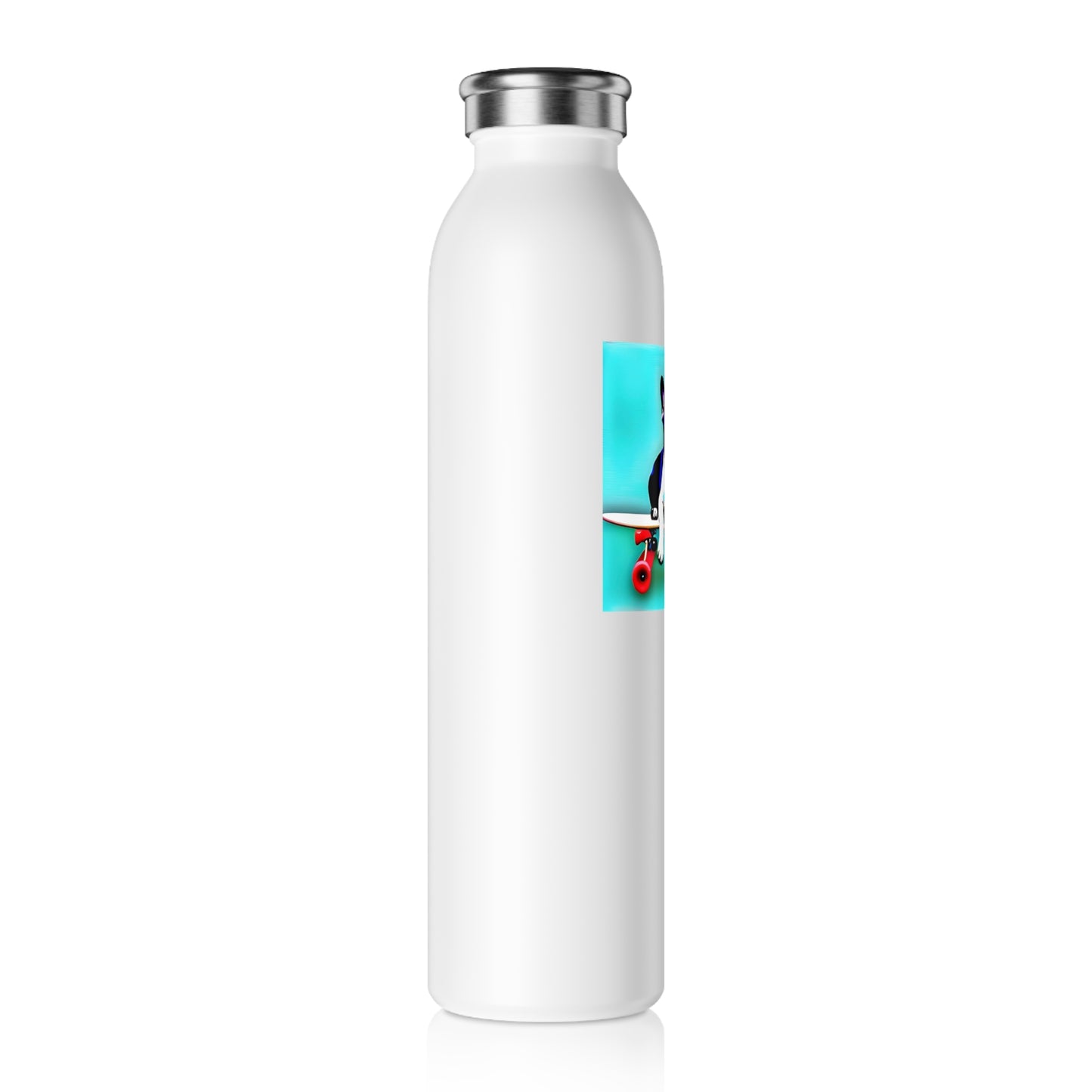 Copy of Frenchie on a Skateboard Slim Water Bottle