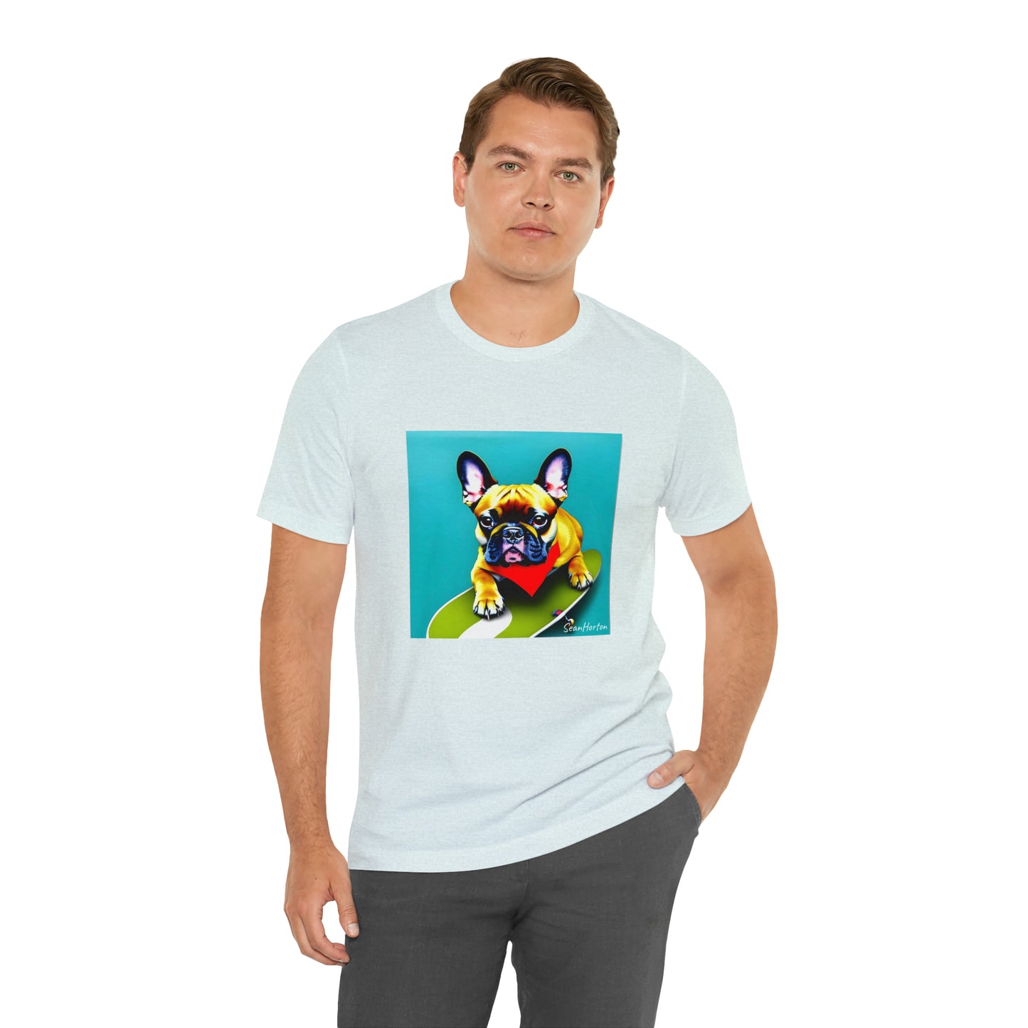 Frenchie on a Skateboard #2 Unisex Jersey Short Sleeve Tee