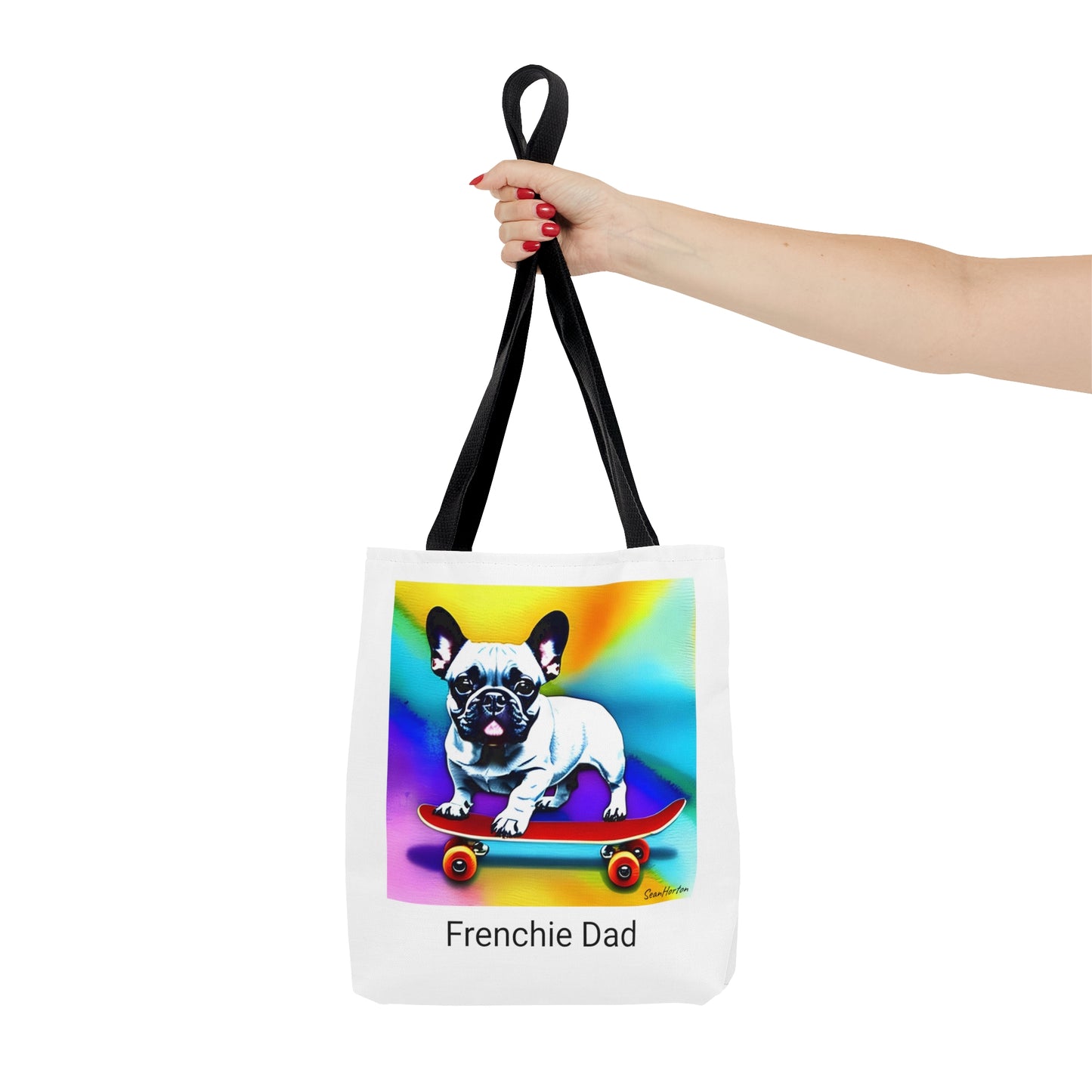Frenchie on a Skateboard #3/Frenchie Dad Tote Bag (AOP)