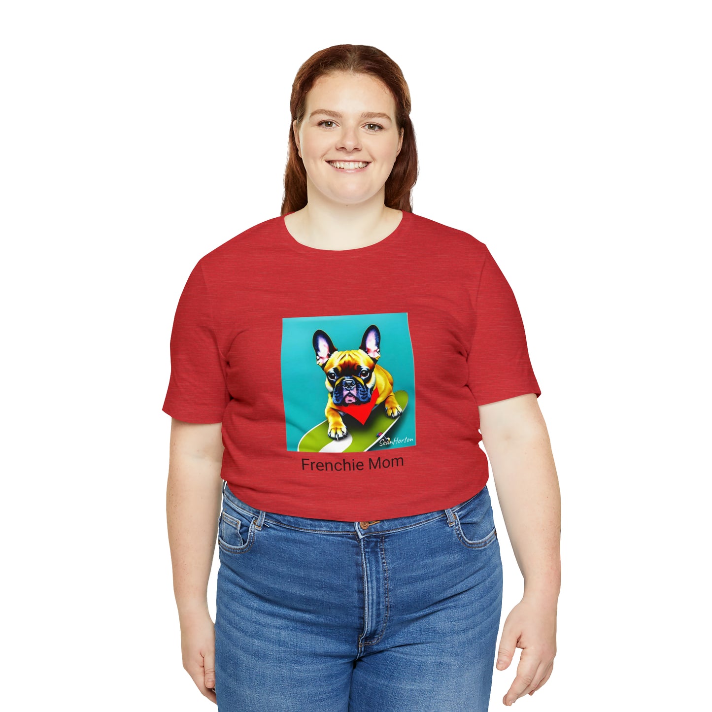 Frenchie on a Skateboard #2/Frenchie Mom Unisex Jersey Short Sleeve Tee