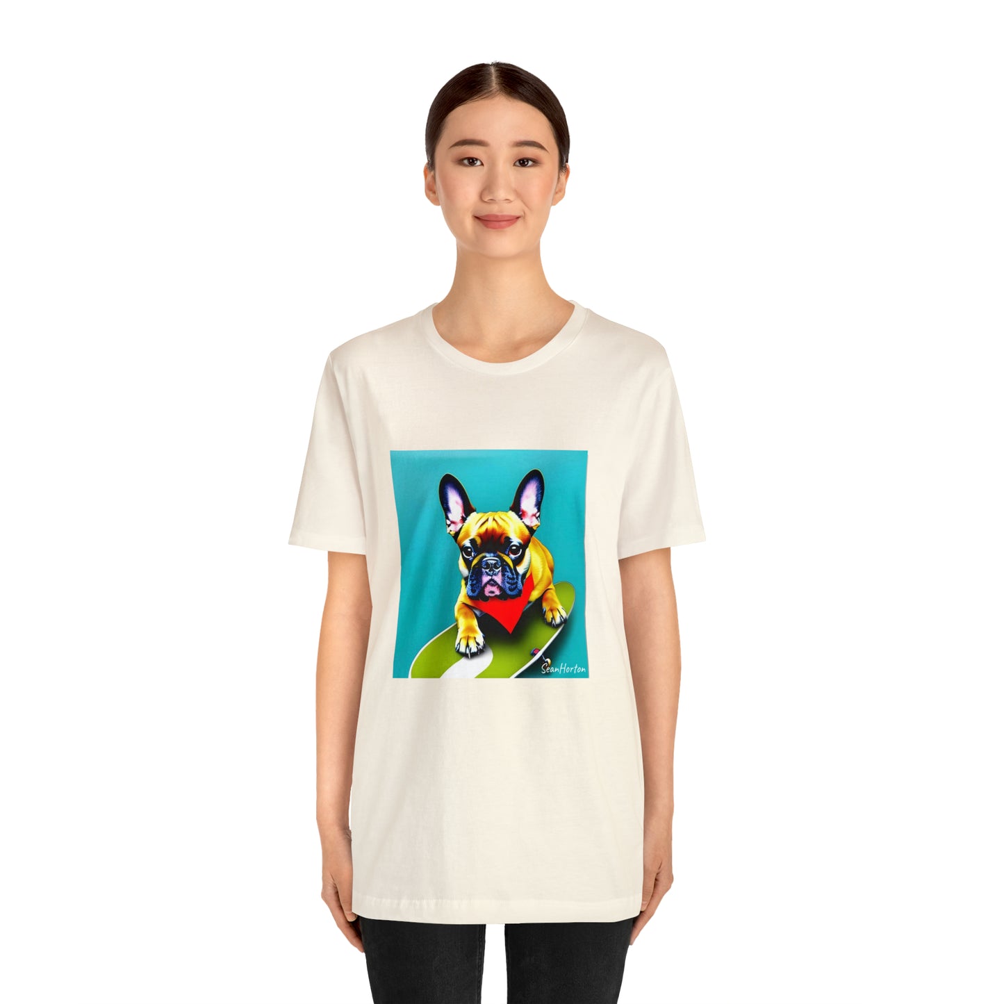 Frenchie on a Skateboard #2 Unisex Jersey Short Sleeve Tee