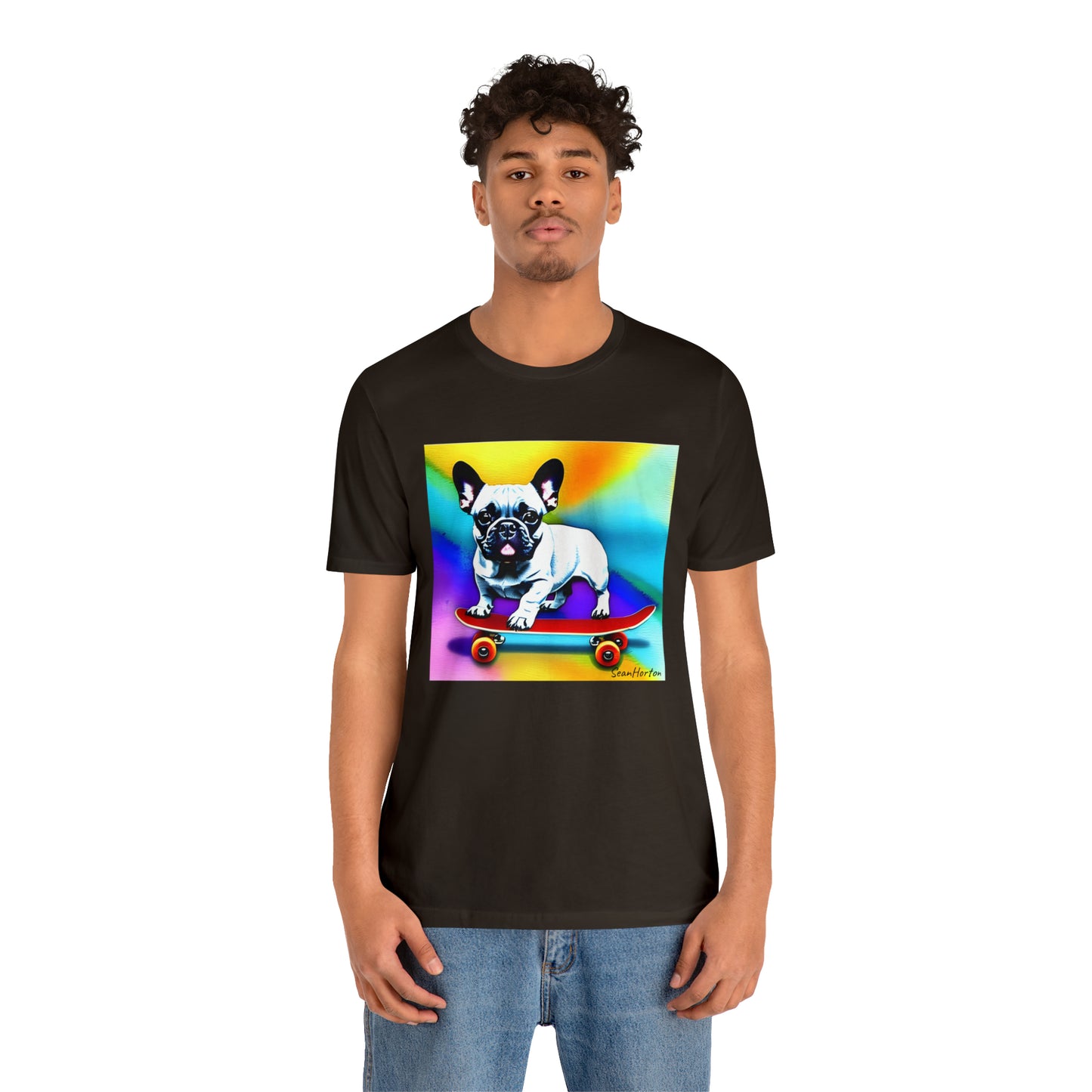 Frenchie on a Skateboard #3 Unisex Jersey Short Sleeve Tee