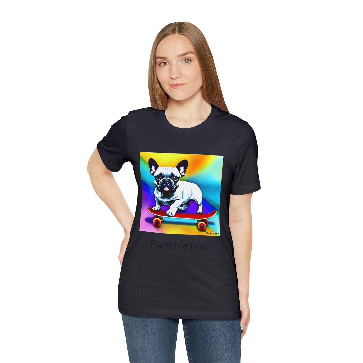Frenchie on a Skateboard #3 Unisex Jersey Short Sleeve Tee