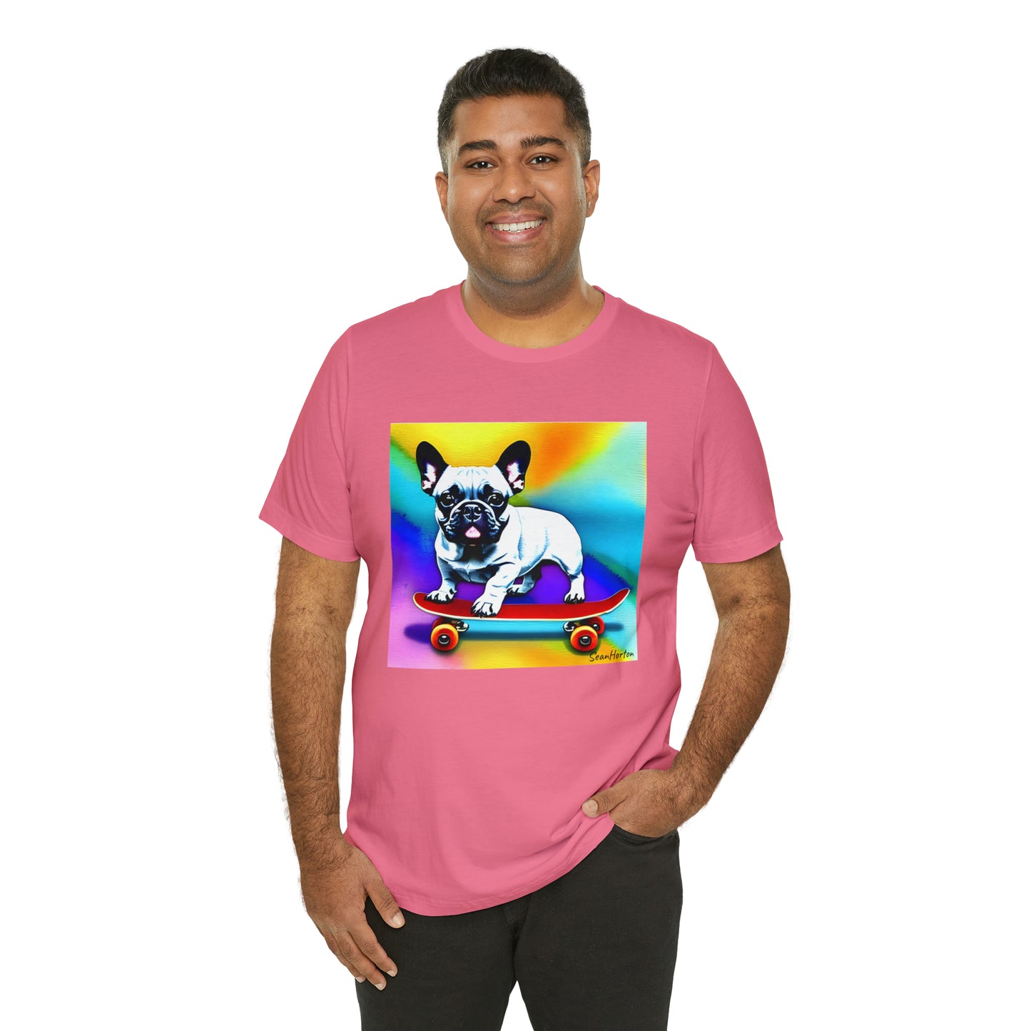 Frenchie on a Skateboard #3 Unisex Jersey Short Sleeve Tee