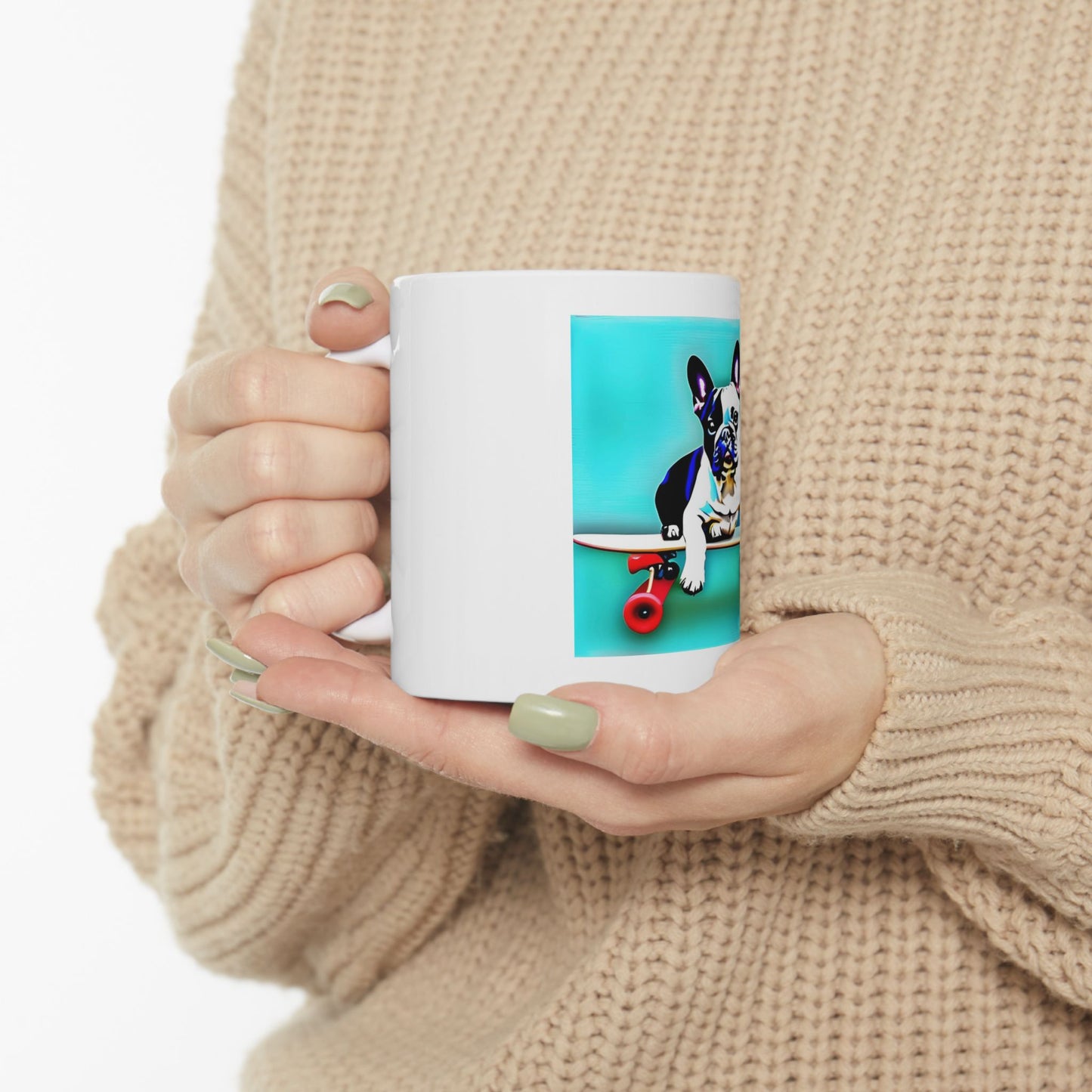 Frenchie on a Skateboard Ceramic Mug 11oz