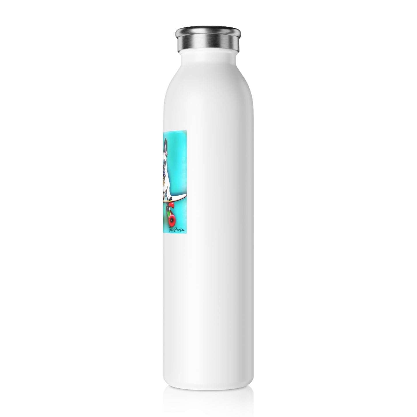 Copy of Frenchie on a Skateboard Slim Water Bottle