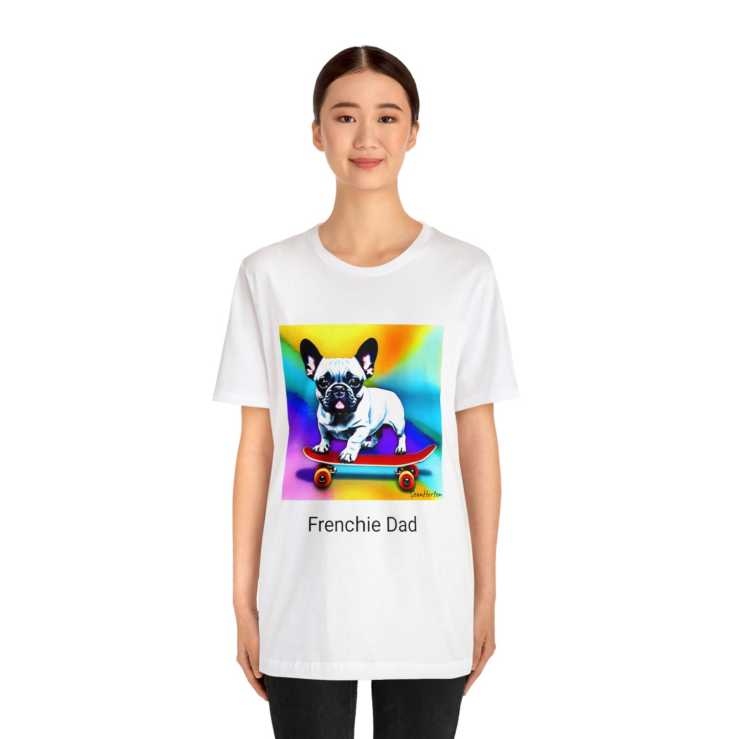 Frenchie on a Skateboard #3 Unisex Jersey Short Sleeve Tee