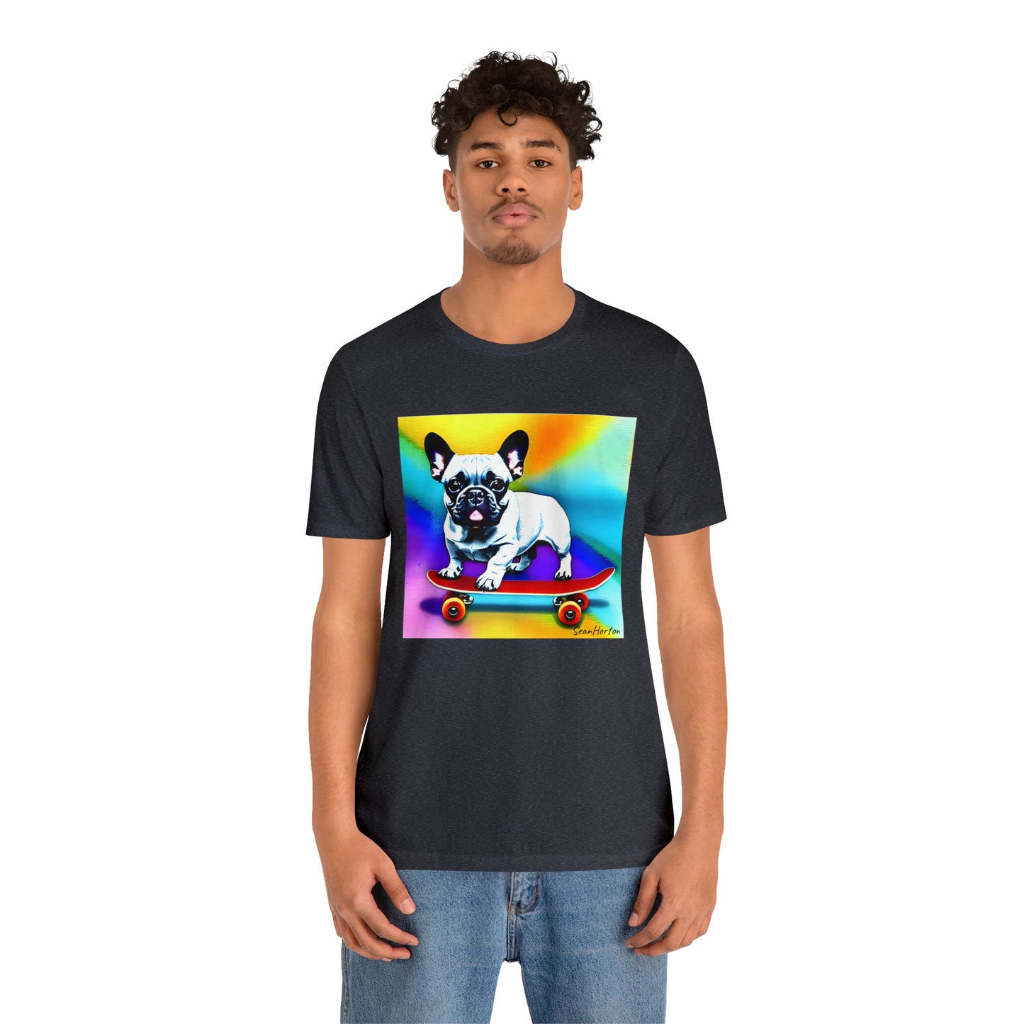 Frenchie on a Skateboard #3 Unisex Jersey Short Sleeve Tee