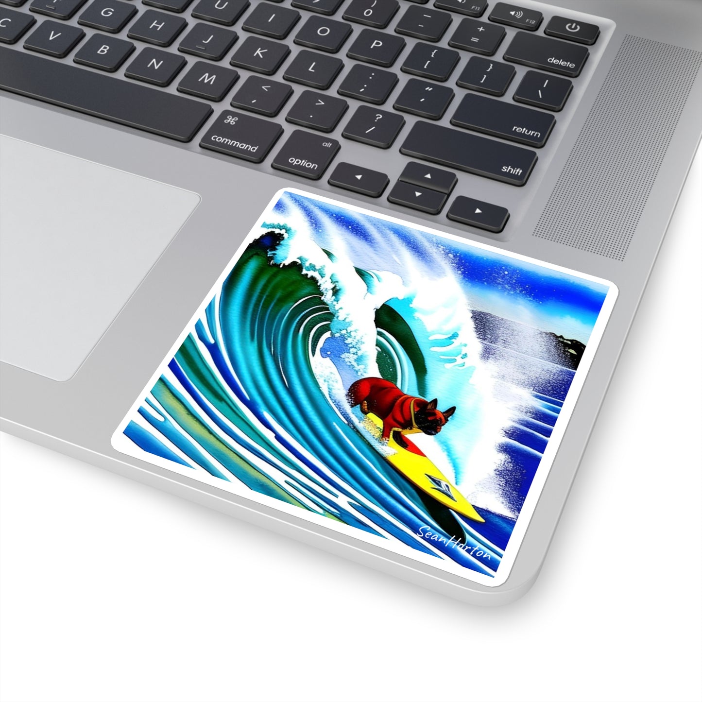 Surfing Frenchie Square Stickers