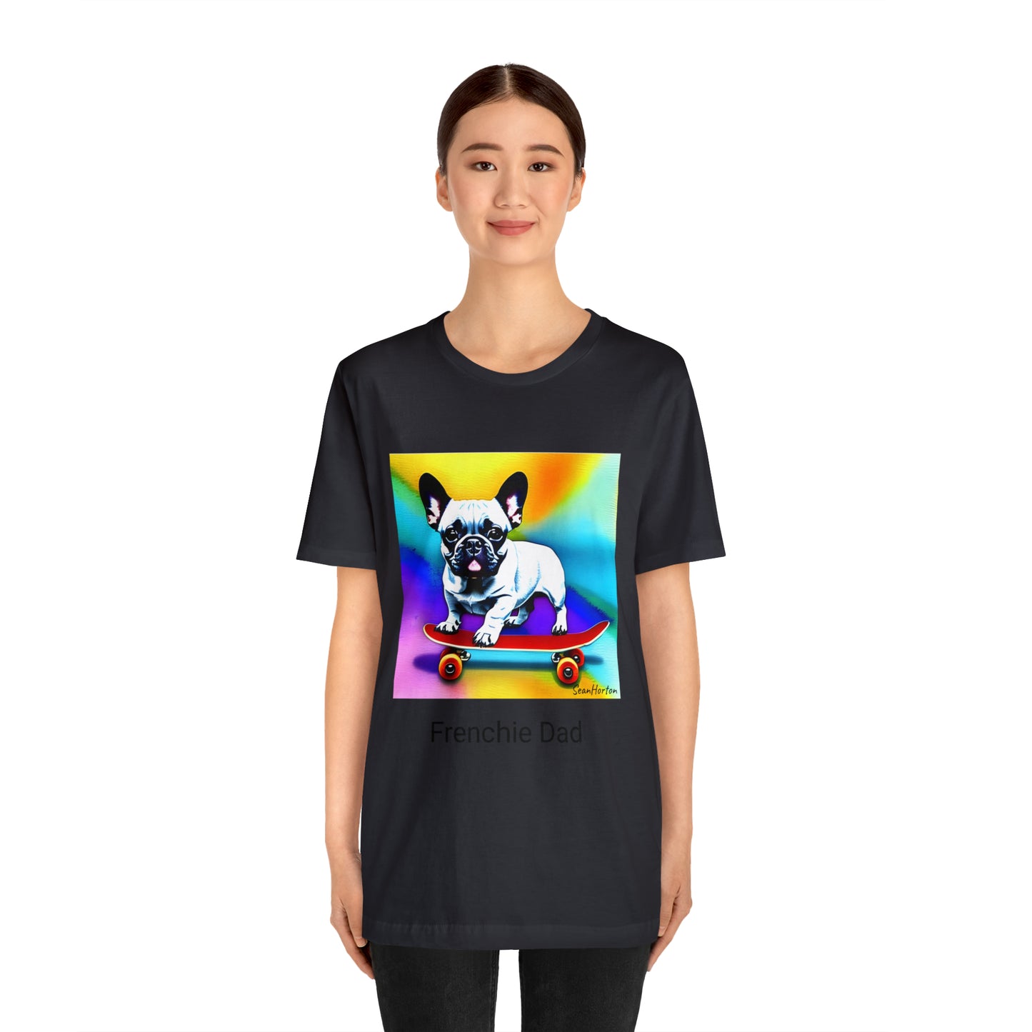 Frenchie on a Skateboard #3 Unisex Jersey Short Sleeve Tee