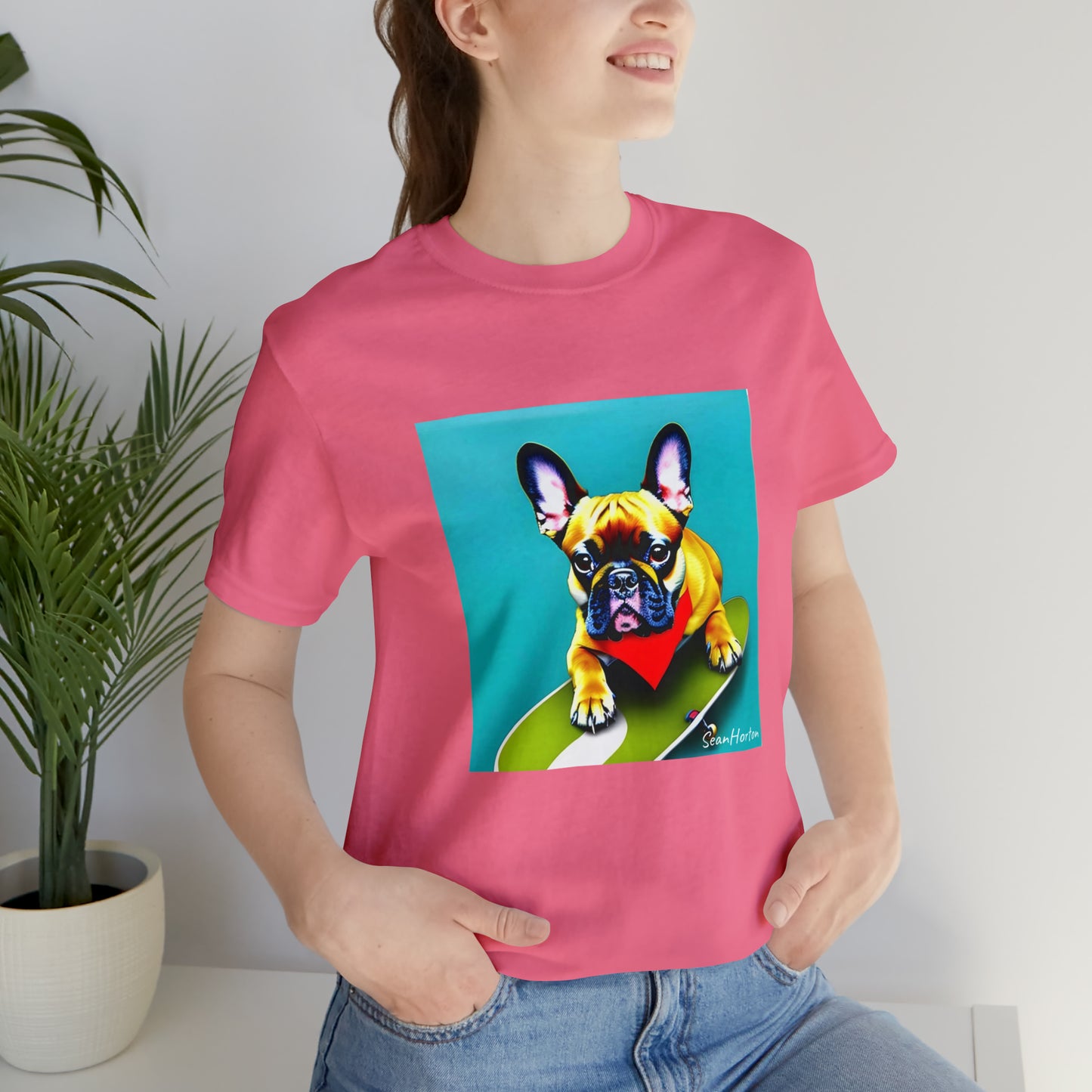 Frenchie on a Skateboard #2 Unisex Jersey Short Sleeve Tee