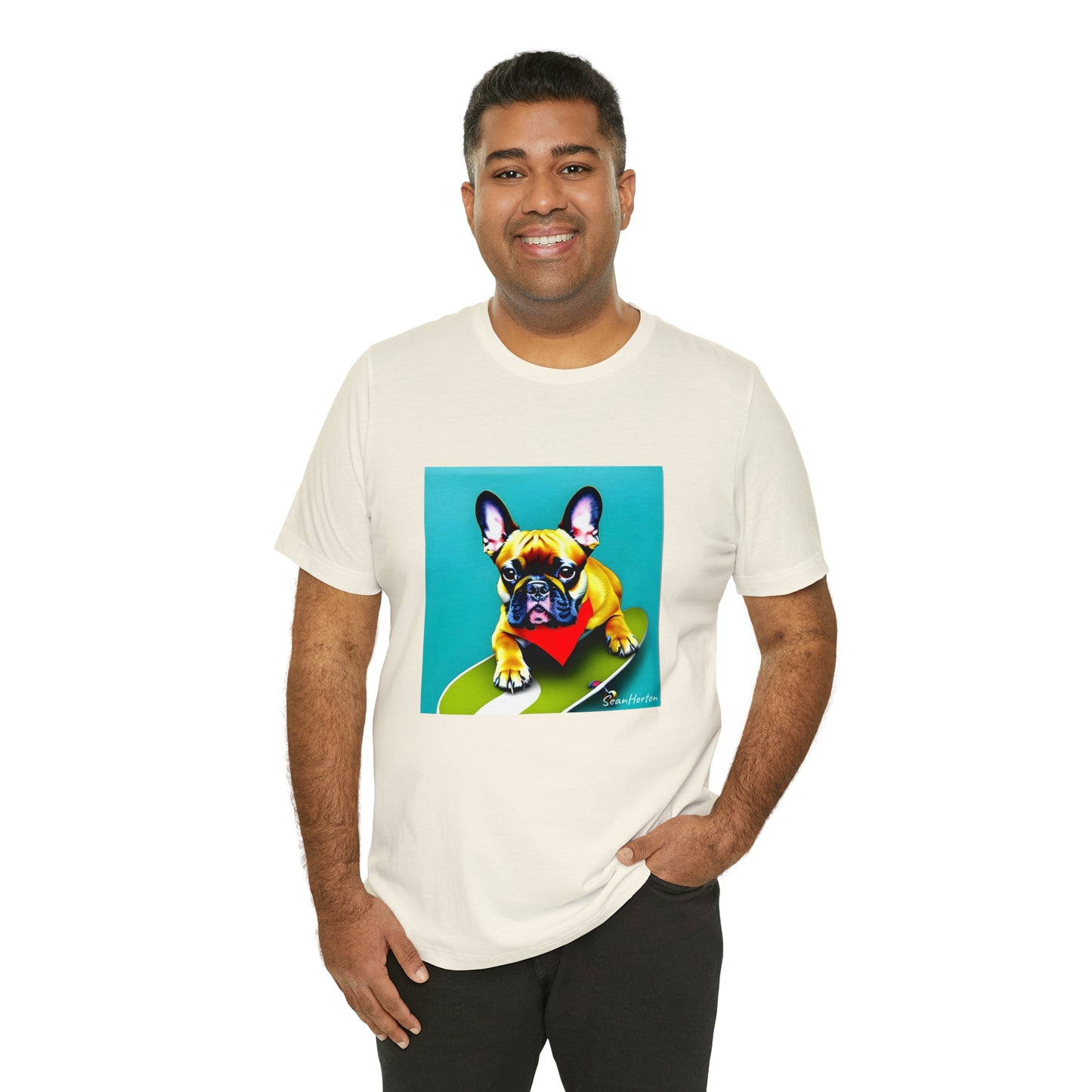 Frenchie on a Skateboard #2 Unisex Jersey Short Sleeve Tee
