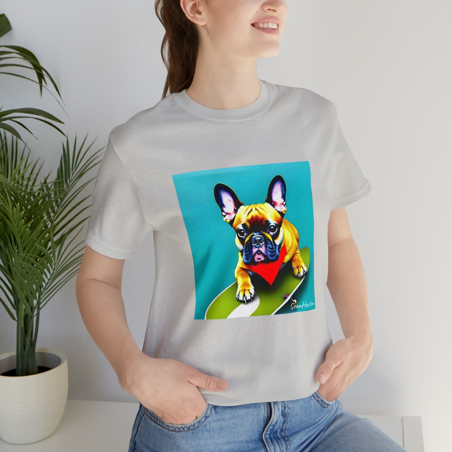 Frenchie on a Skateboard #2 Unisex Jersey Short Sleeve Tee