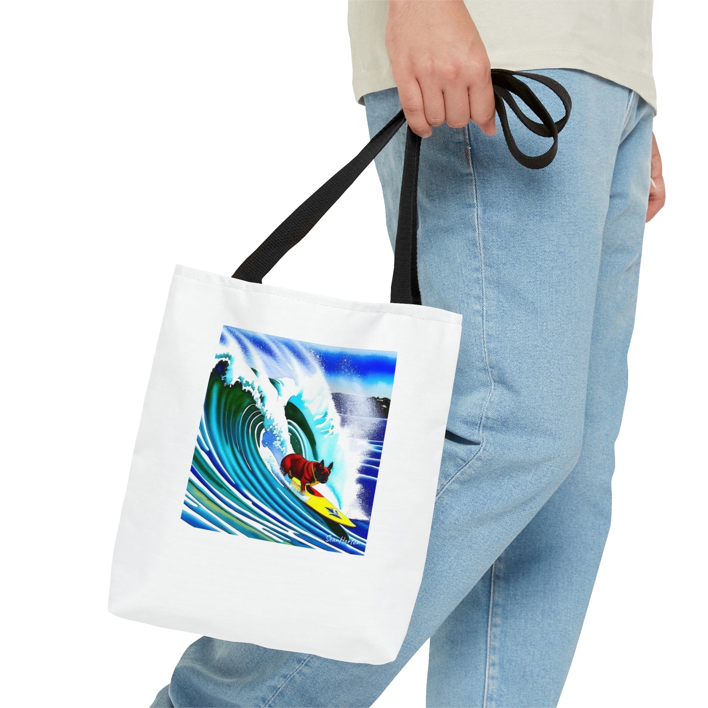 Surfing Frenchie Tote Bag (AOP)