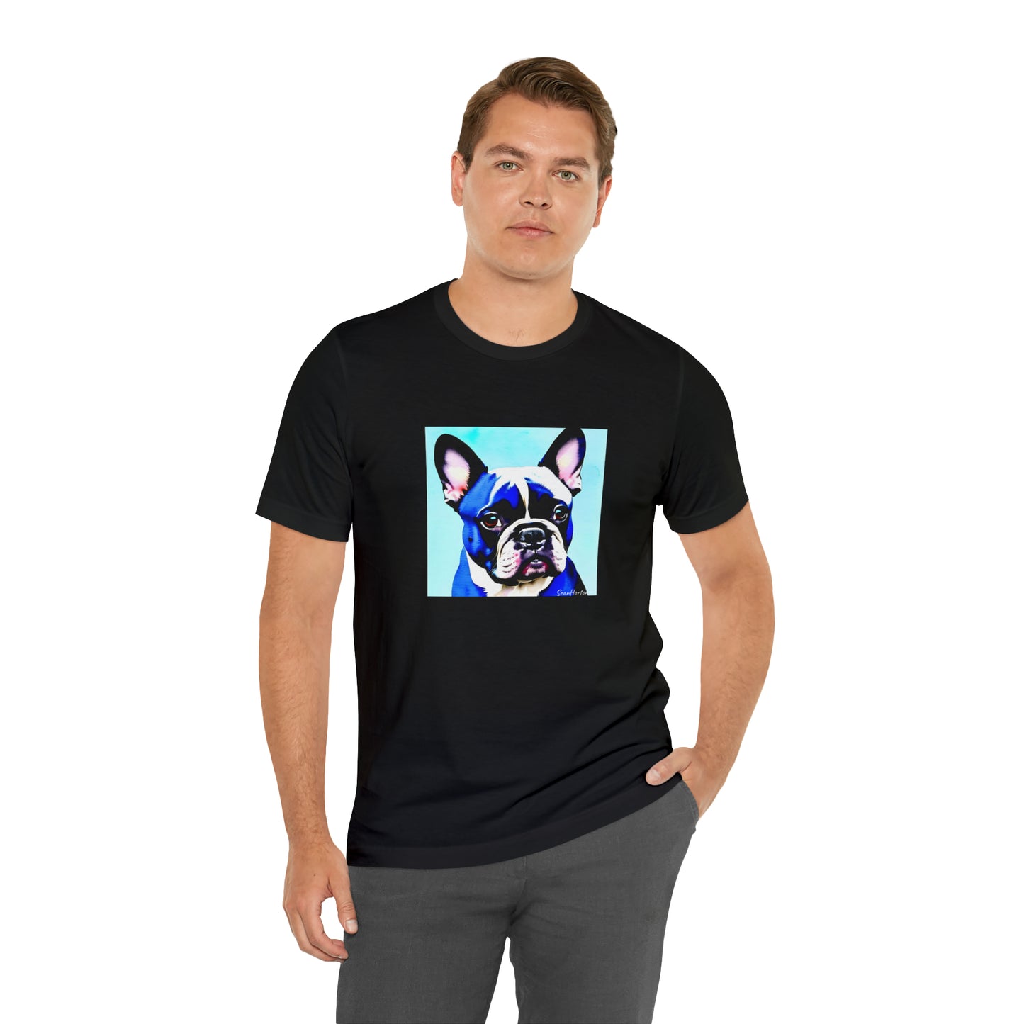 Blue Frenchie Unisex Jersey Short Sleeve Tee
