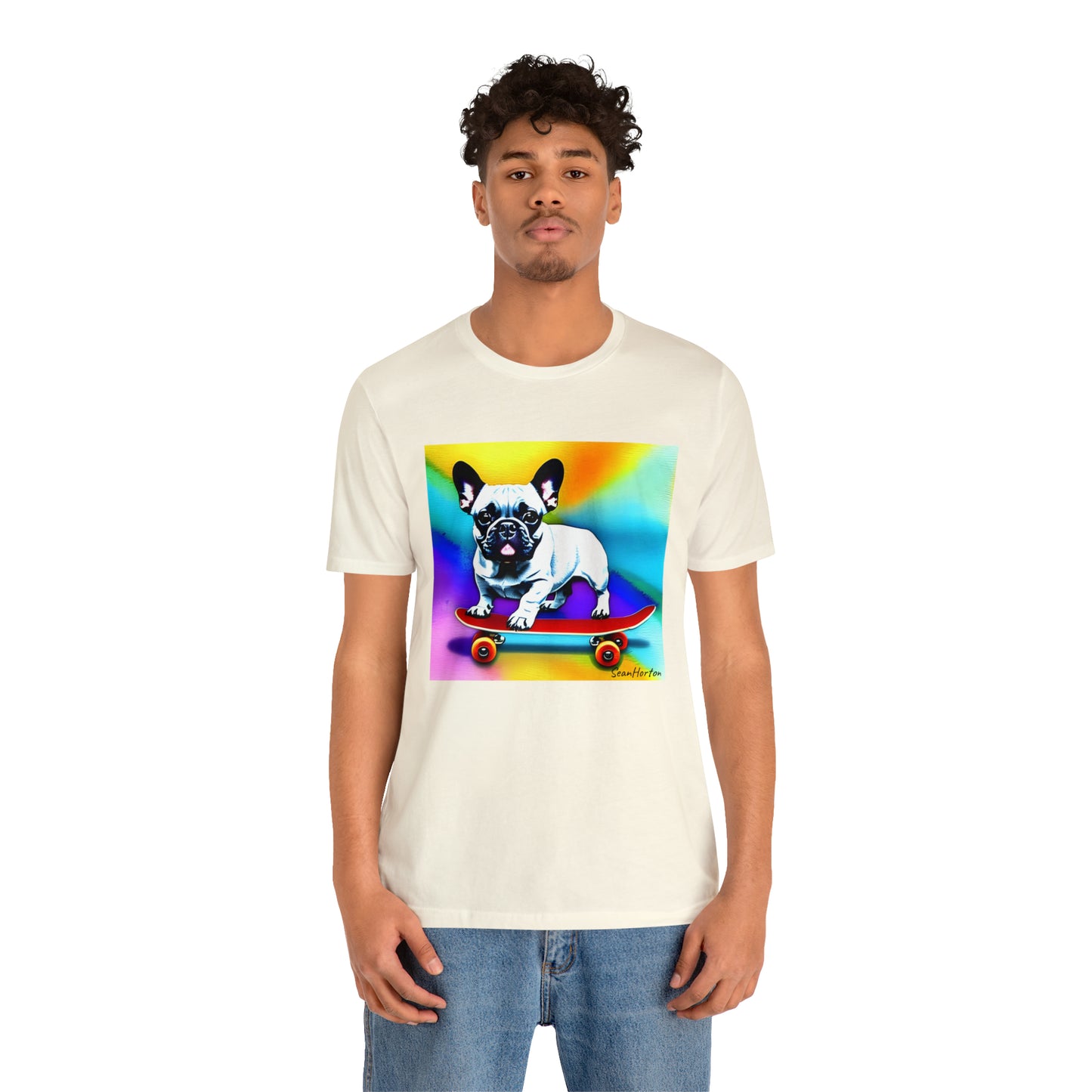 Frenchie on a Skateboard #3 Unisex Jersey Short Sleeve Tee
