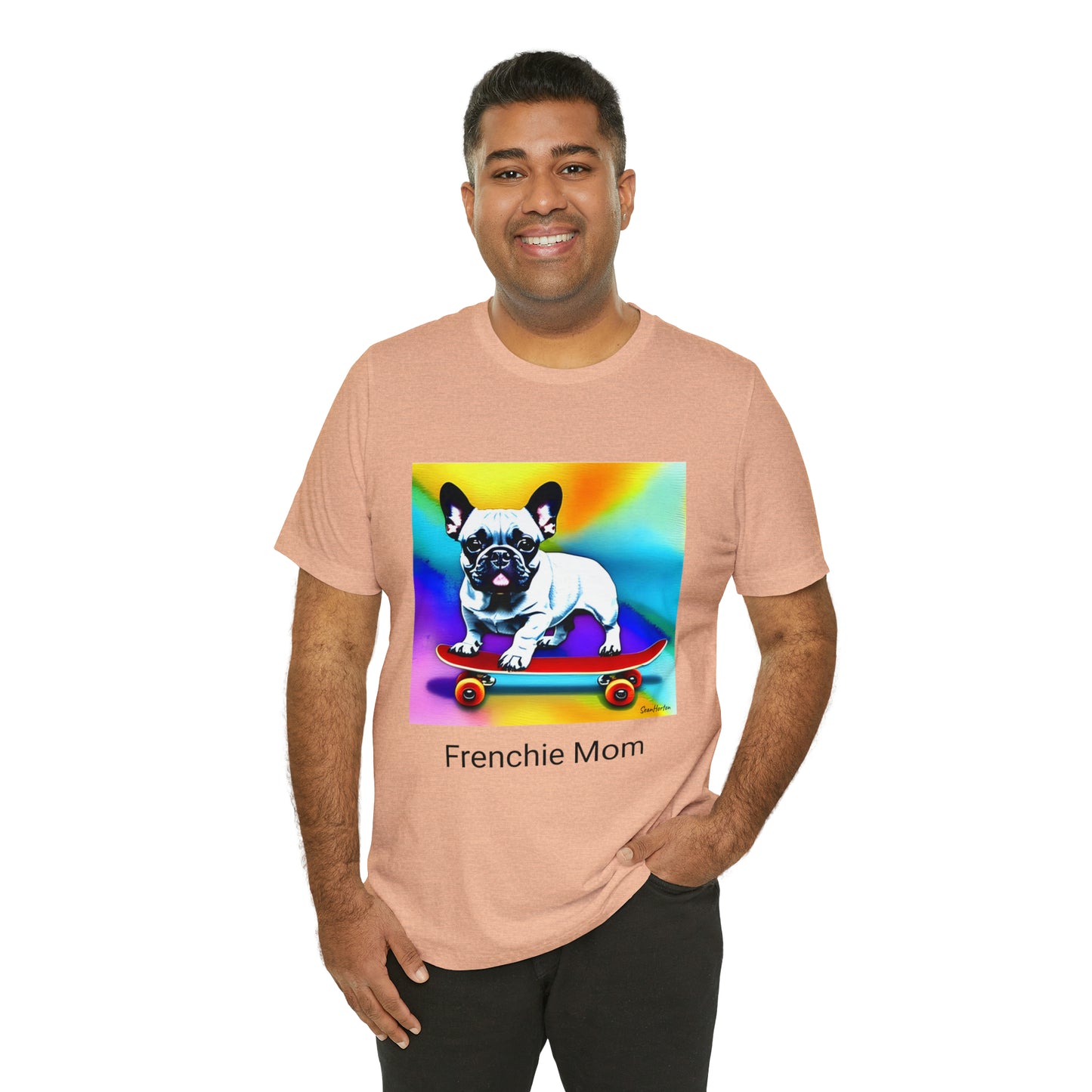 Frenchie on a Skateboard #3/Frenchie Mom Unisex Jersey Short Sleeve Tee