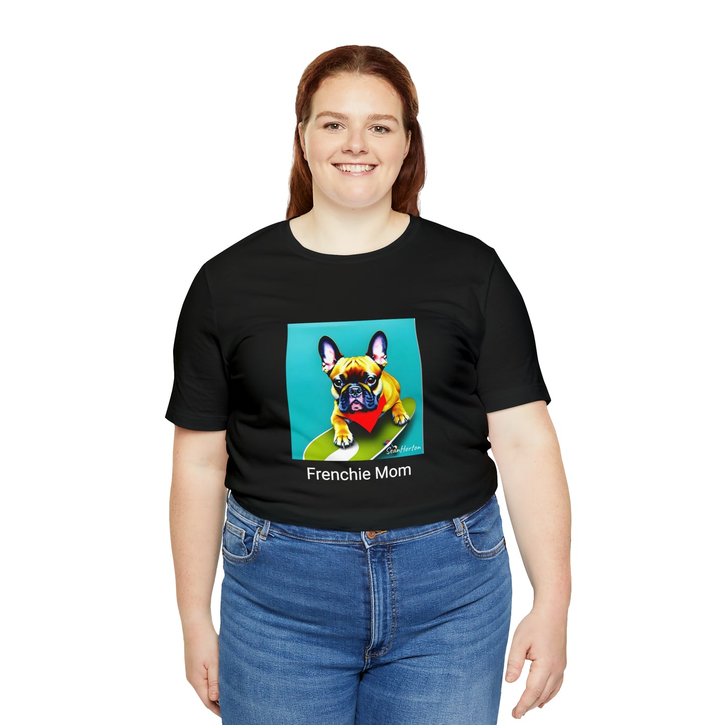 Frenchie on a Skateboard #2/Frenchie Mom Unisex Jersey Short Sleeve Tee