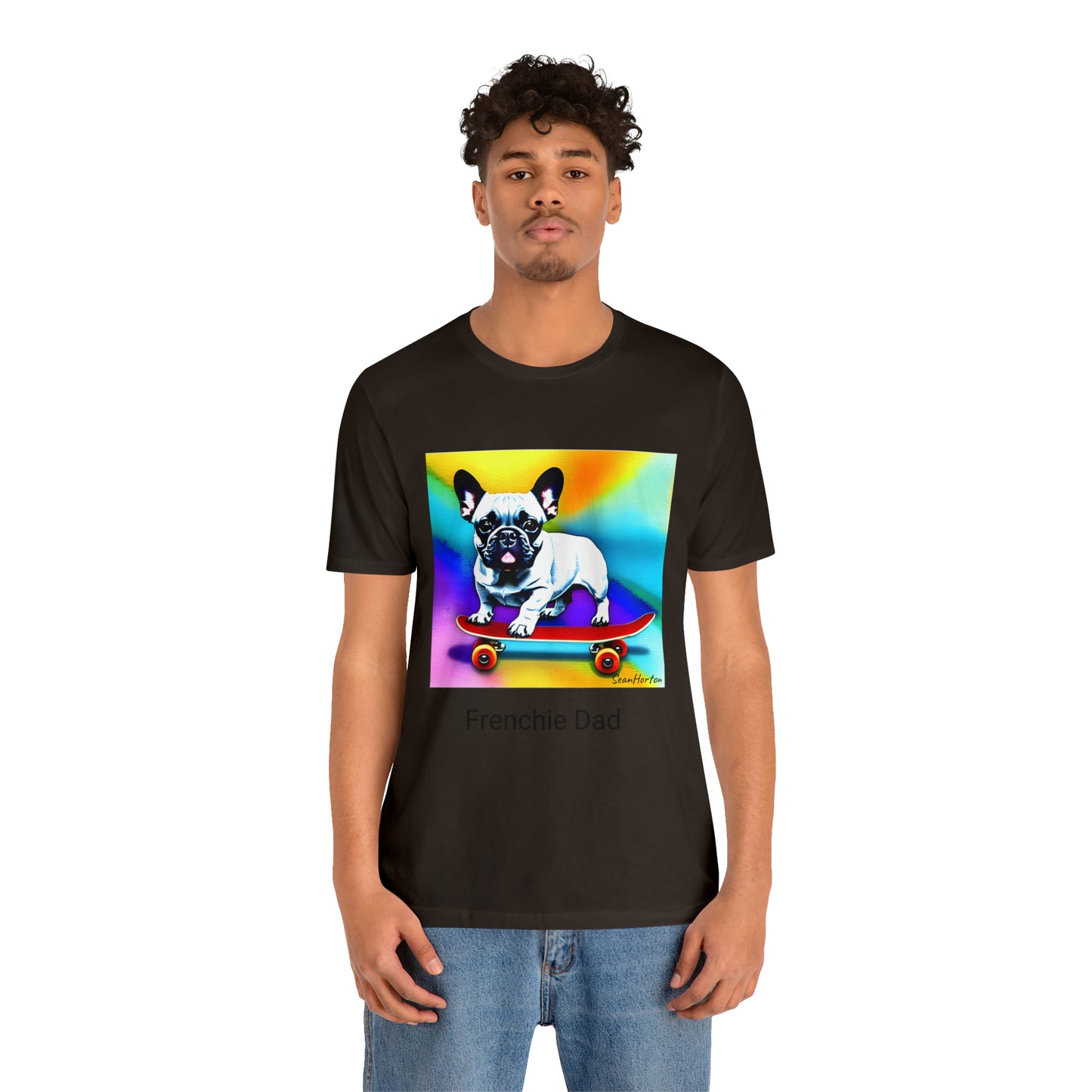 Frenchie on a Skateboard #3 Unisex Jersey Short Sleeve Tee