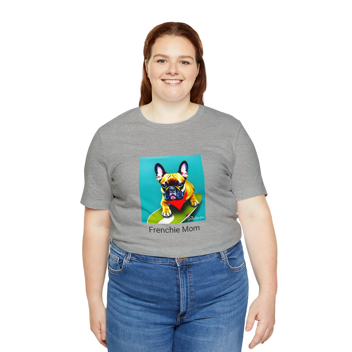 Frenchie on a Skateboard #2/Frenchie Mom Unisex Jersey Short Sleeve Tee
