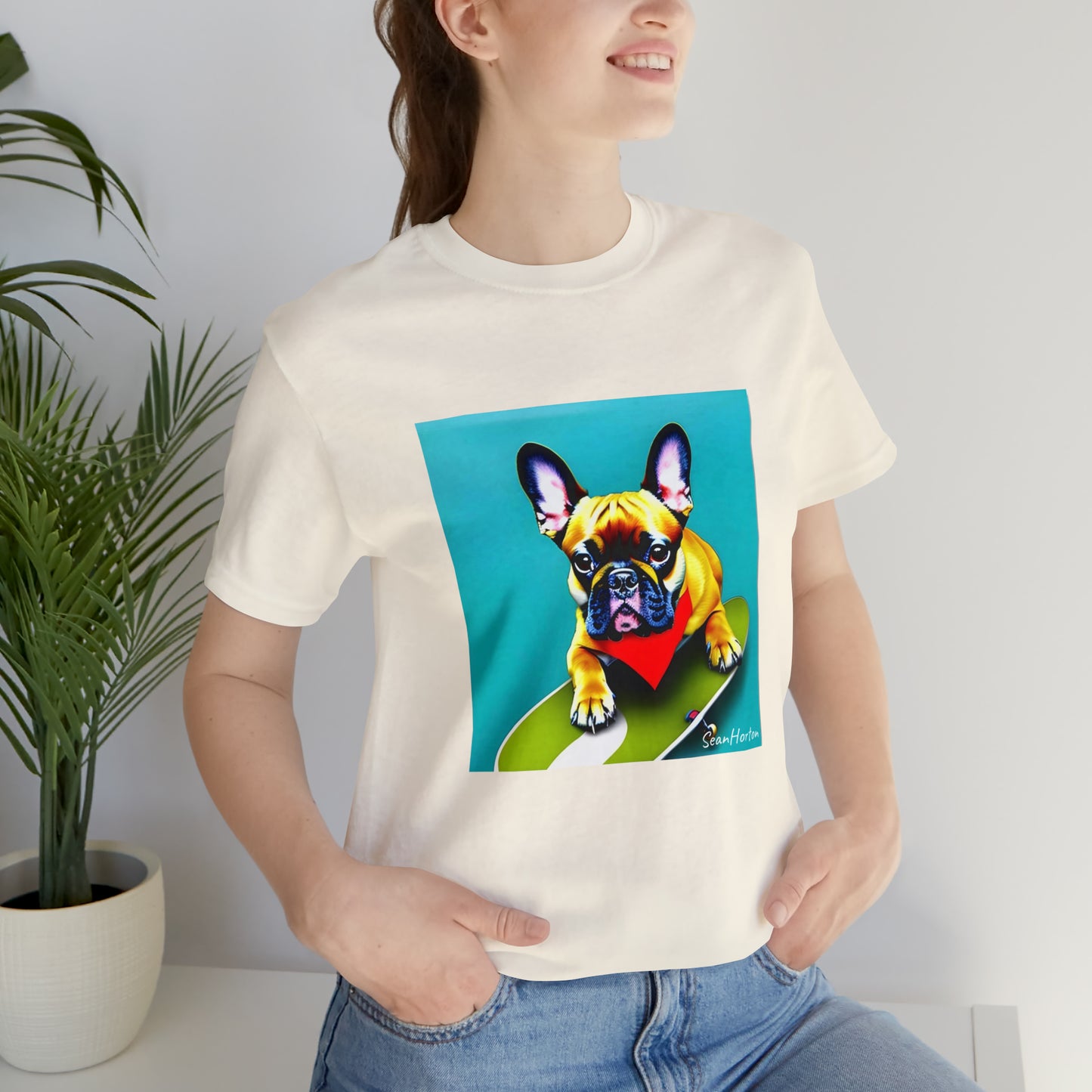 Frenchie on a Skateboard #2 Unisex Jersey Short Sleeve Tee