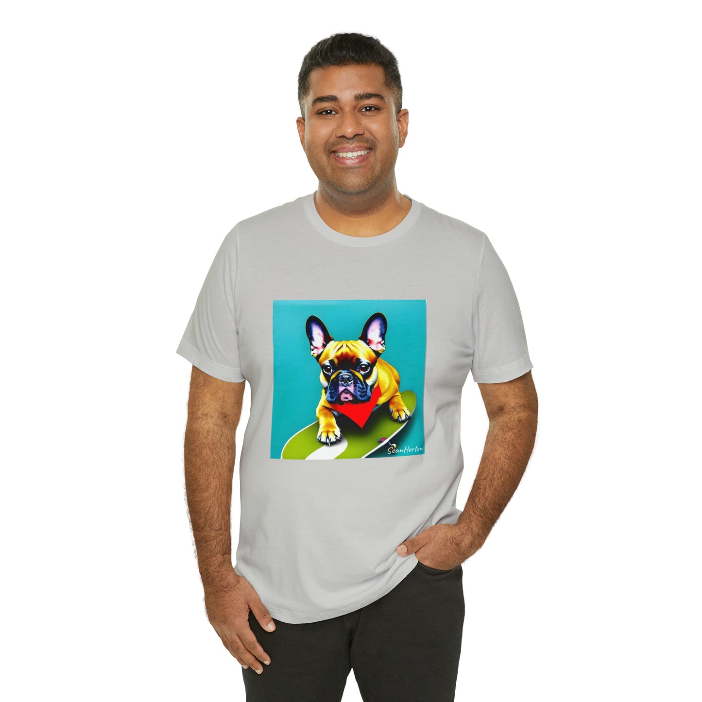 Frenchie on a Skateboard #2 Unisex Jersey Short Sleeve Tee