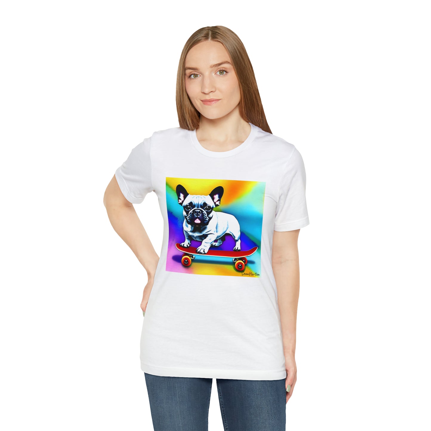 Frenchie on a Skateboard #3 Unisex Jersey Short Sleeve Tee