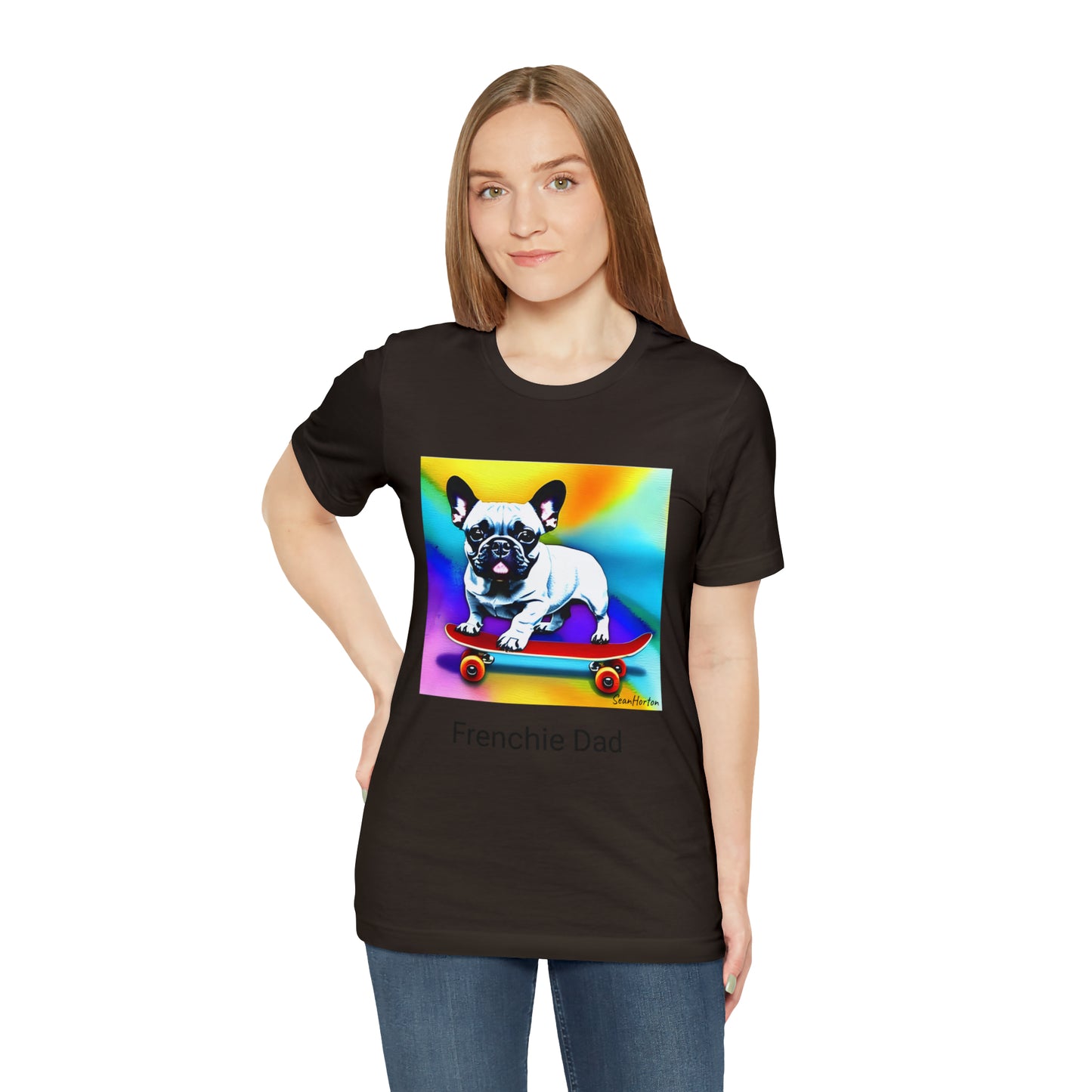 Frenchie on a Skateboard #3 Unisex Jersey Short Sleeve Tee