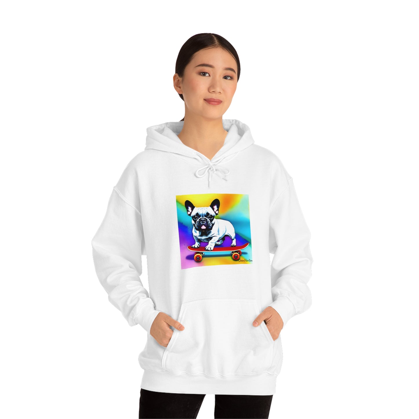 Frenchie on a Skateboard #3 Unisex Heavy Blend™ Hooded Sweatshirt