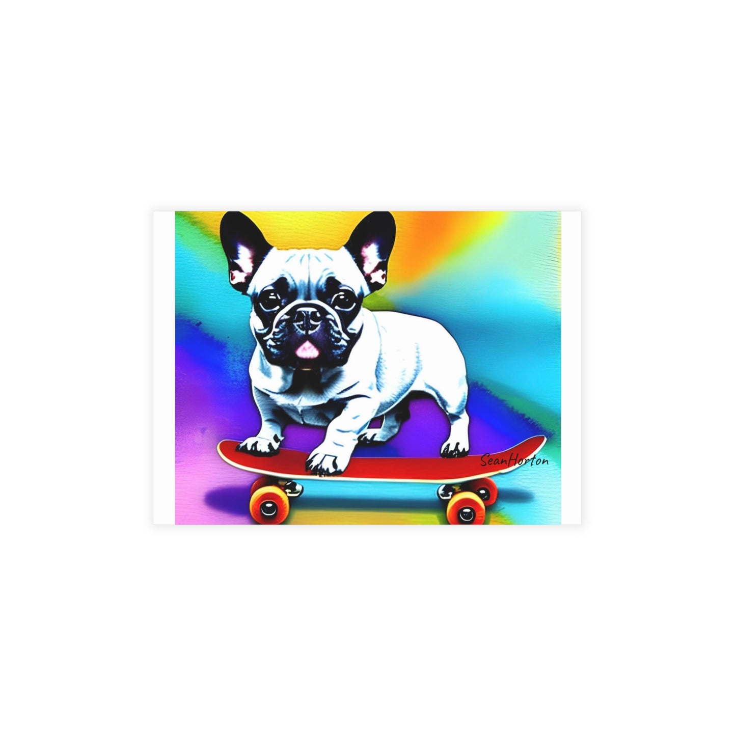 Frenchie on a Skateboard #3 Postcard Bundles (envelopes included)