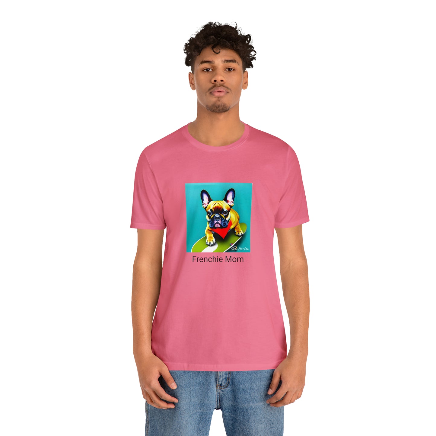 Frenchie on a Skateboard #2/Frenchie Mom Unisex Jersey Short Sleeve Tee