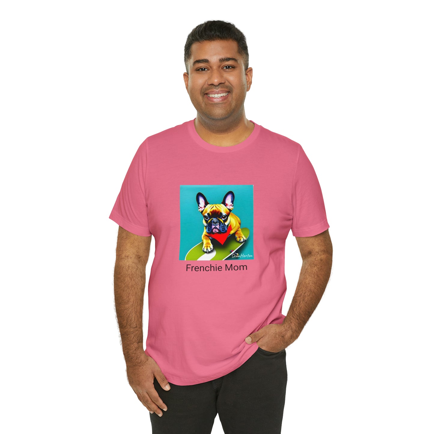 Frenchie on a Skateboard #2/Frenchie Mom Unisex Jersey Short Sleeve Tee
